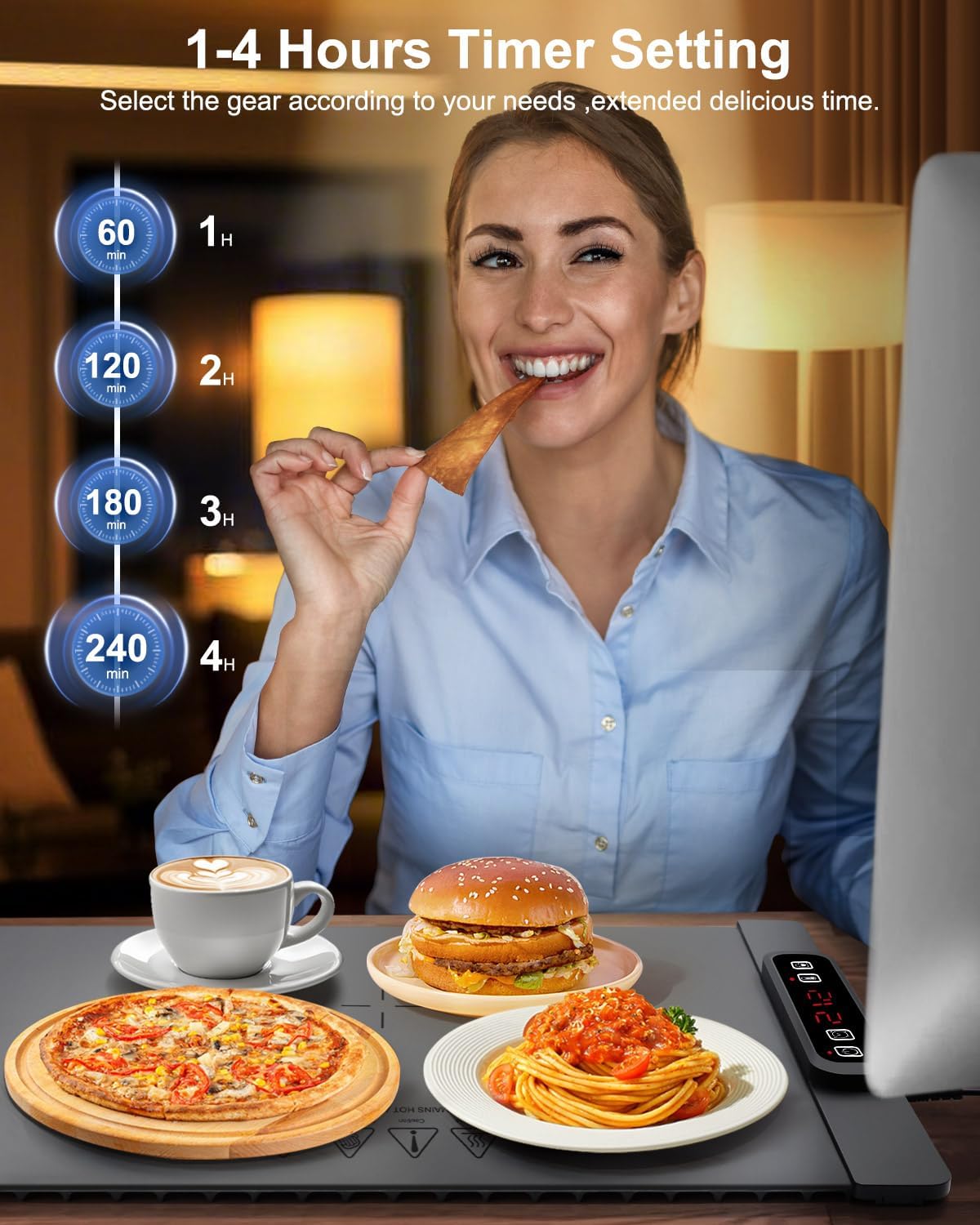 AUTOPkio Electric Warming Tray with 5 Temperature Settings and 4H Auto Shut-Off Timer