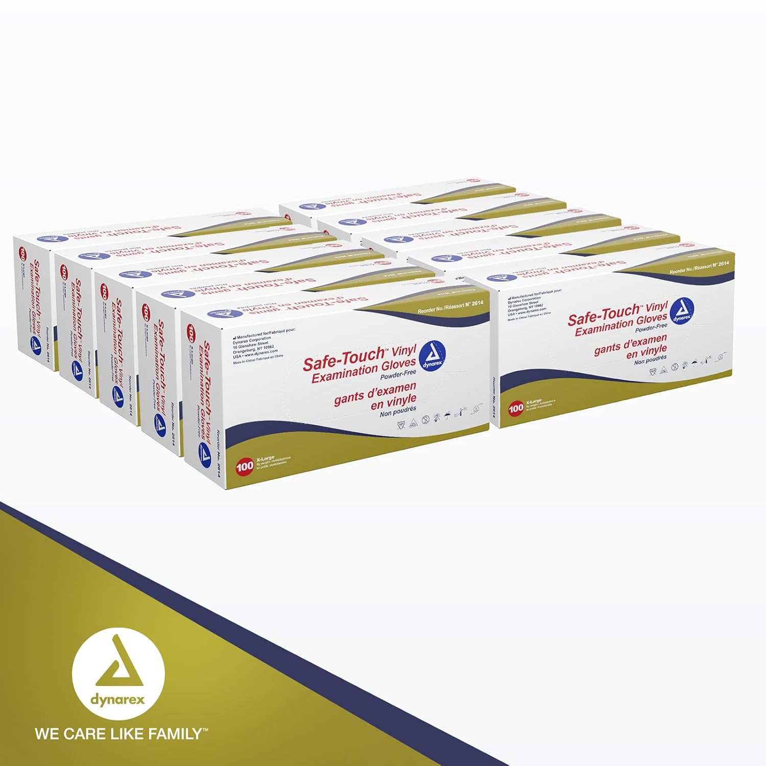 Dynarex Safe-Touch Vinyl Exam Gloves X-Large 1 Case