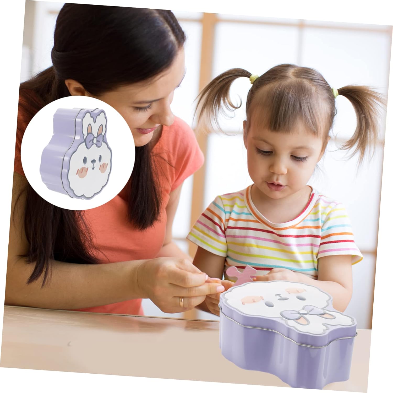 Rabbit Shaped Tinplate Candy Storage Box Multi Functional Party Favor Container