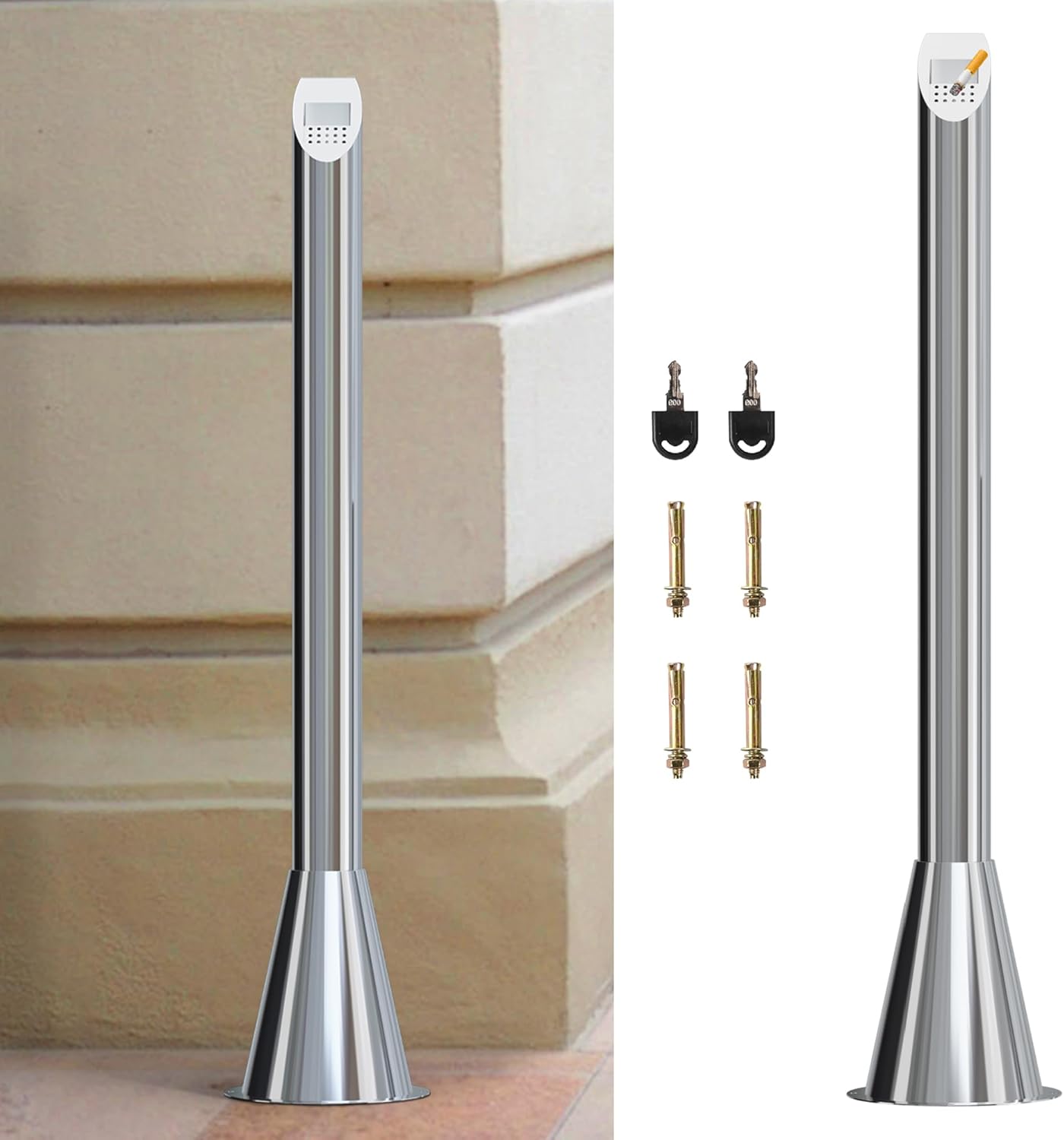 AIWFL Stainless Steel Lockable Trash Can for Outdoor Use