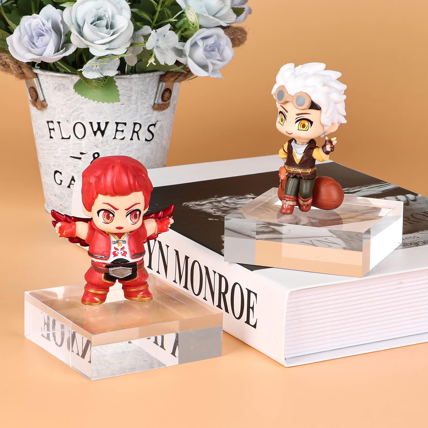Hewomate Acrylic Display Block 2 Pieces 3x3x1 Inch Floating Pedestal Base