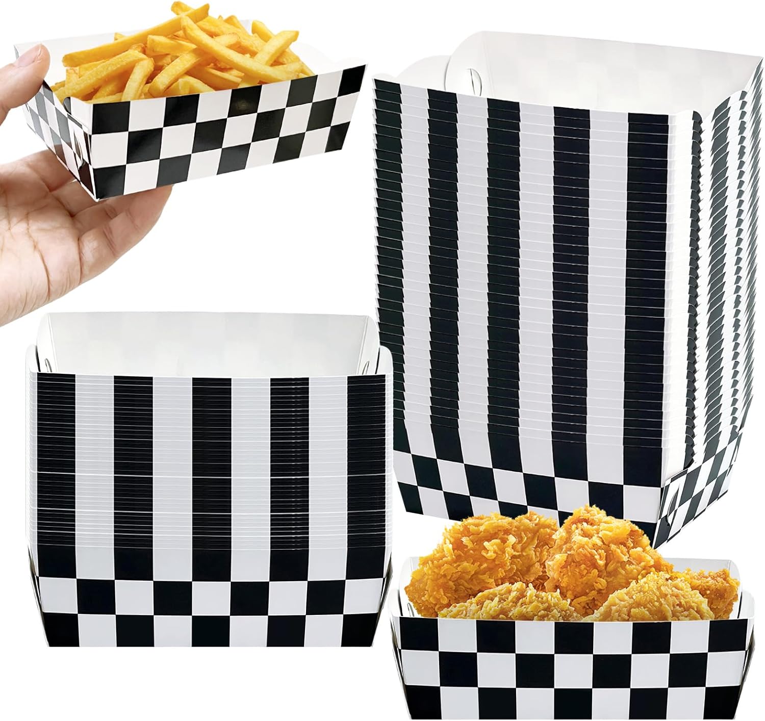 Rainmae 48 Pcs Race Car Food Boats Party Trays
