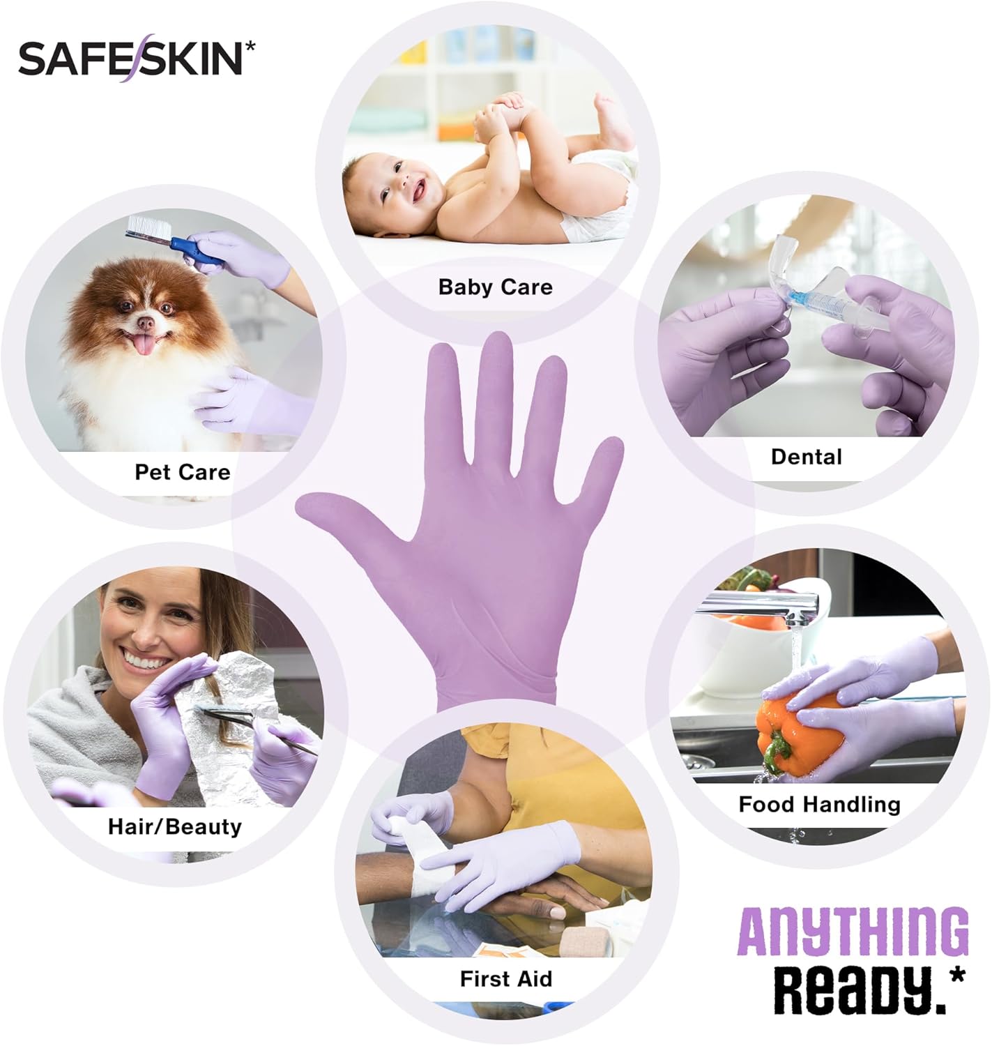 SAFESKIN Nitrile Gloves POP-N-GO Pack of 50 or 200 Powder Free