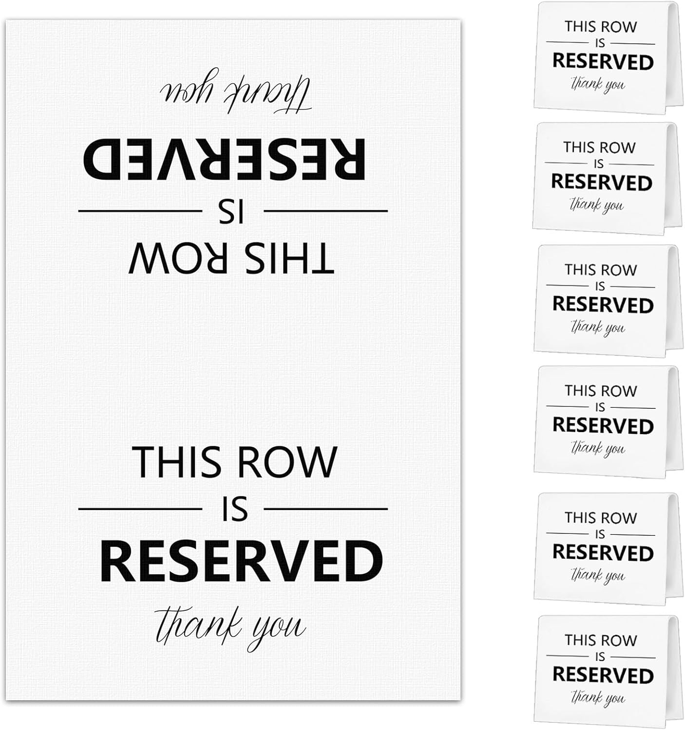 6Pcs White Reserved Seating Chair Signs for Wedding Ceremony