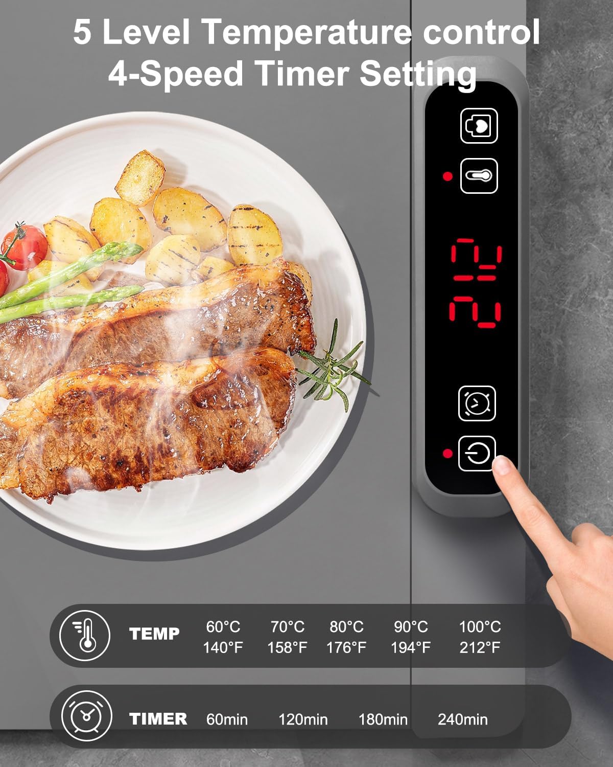AUTOPkio Electric Warming Tray with 5 Temperature Settings and 4H Auto Shut-Off Timer