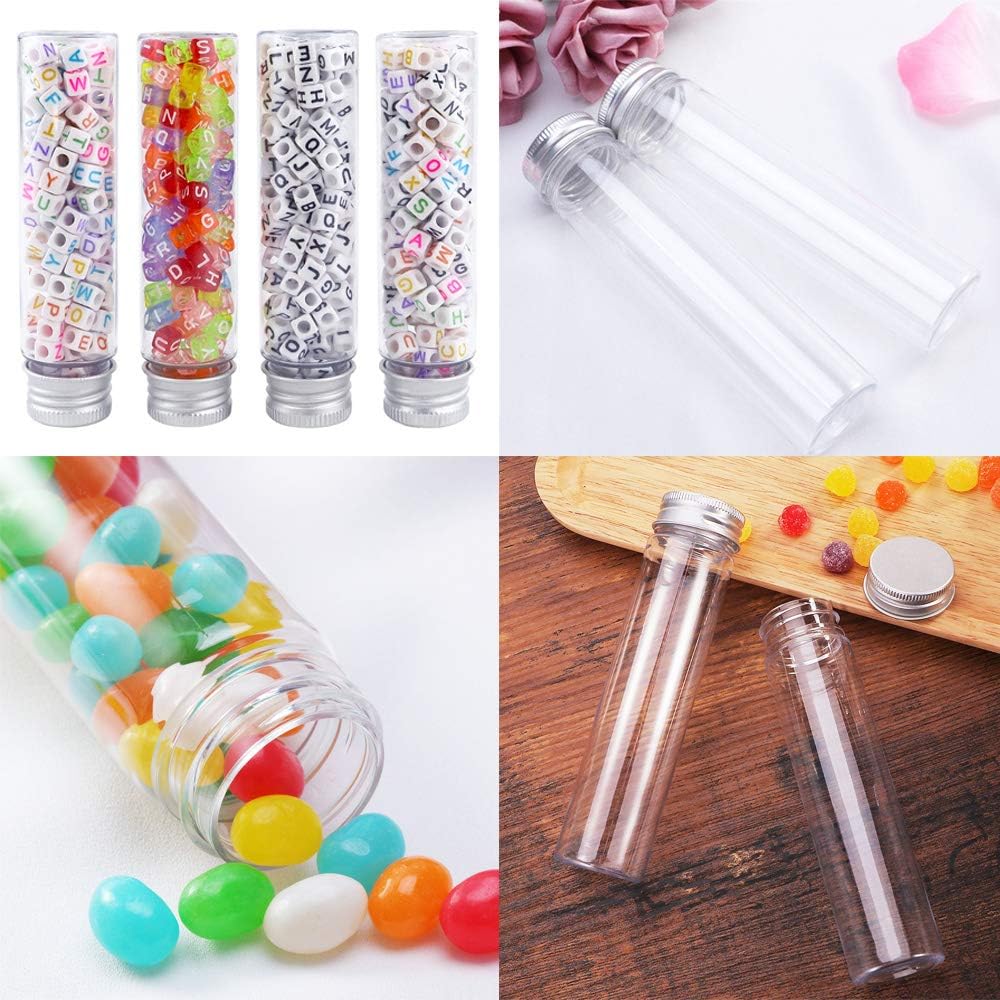 Haawooky 18 Pack 115 ml Clear Plastic Test Tubes with Screw Caps