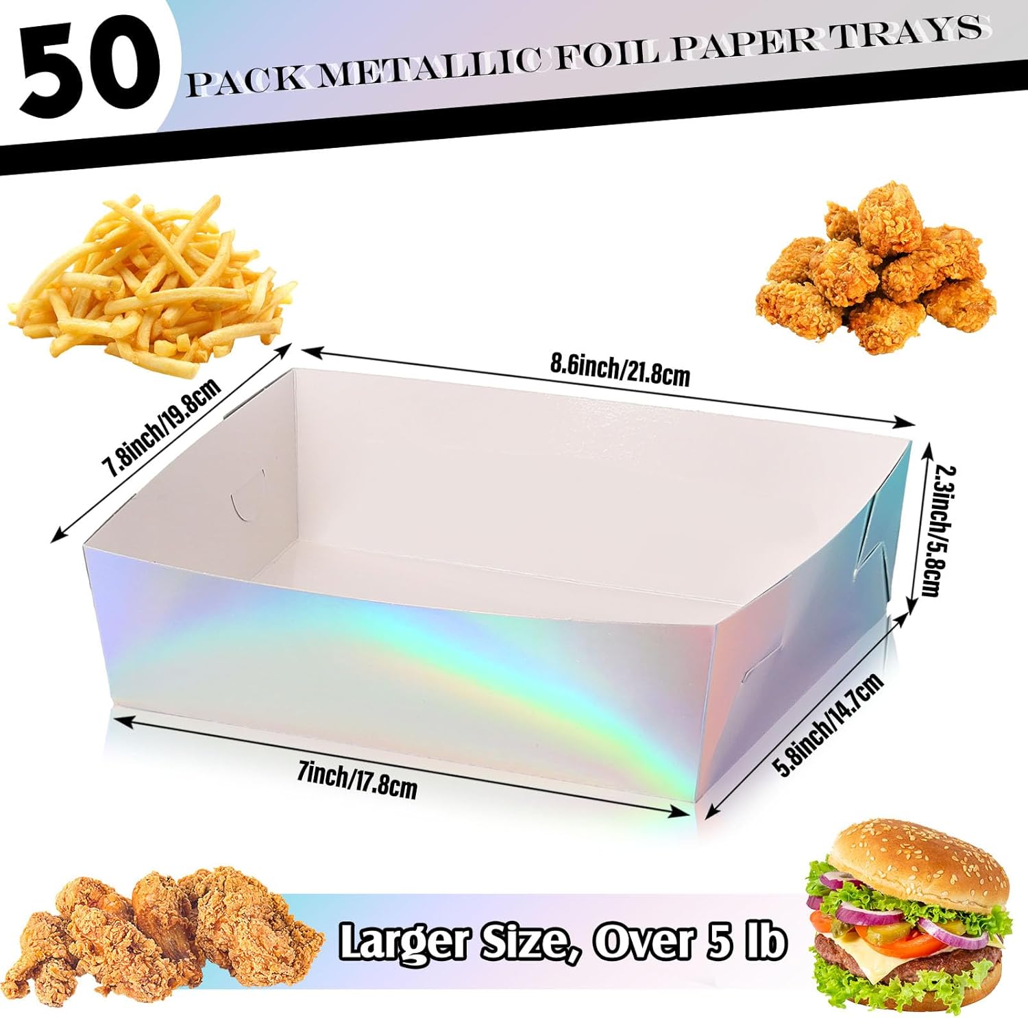 Mifoci 50 Pcs Metallic Iridescent Serving Trays