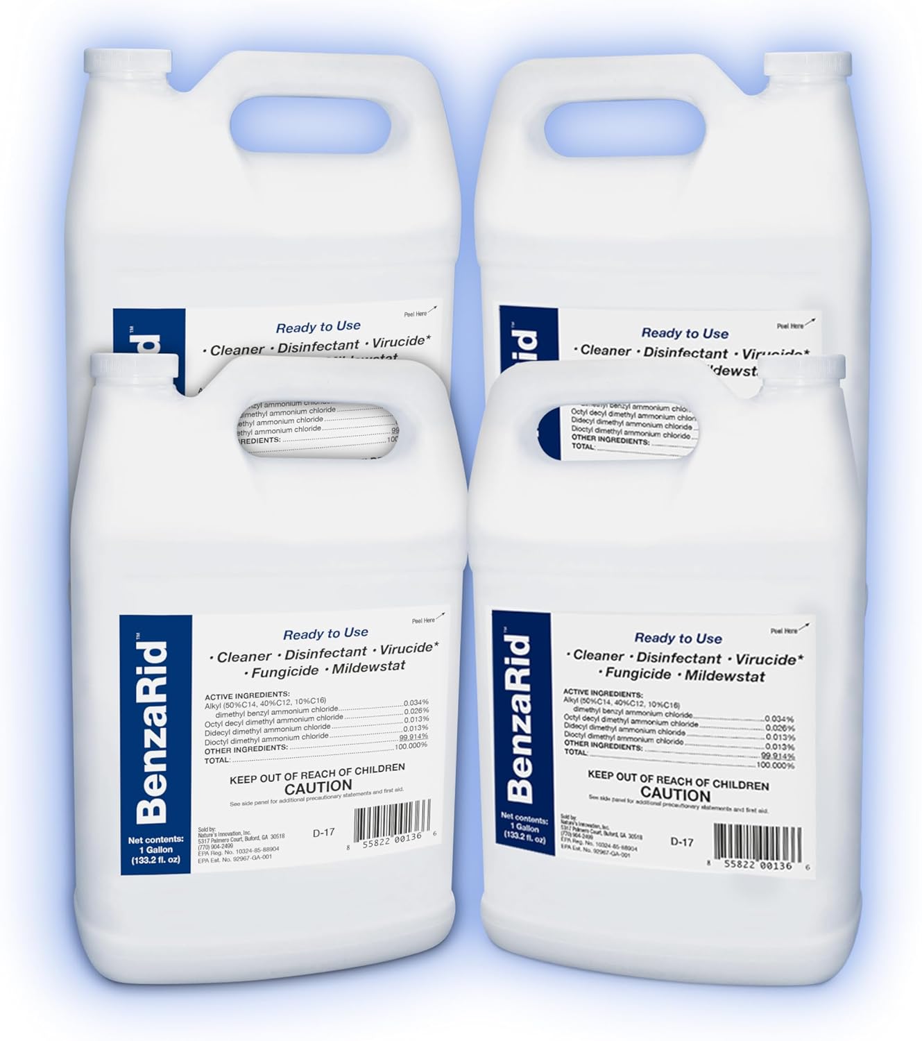 BenzaRid Mold Killer Fungicide Black Mold H5N1 4 Gallon Set