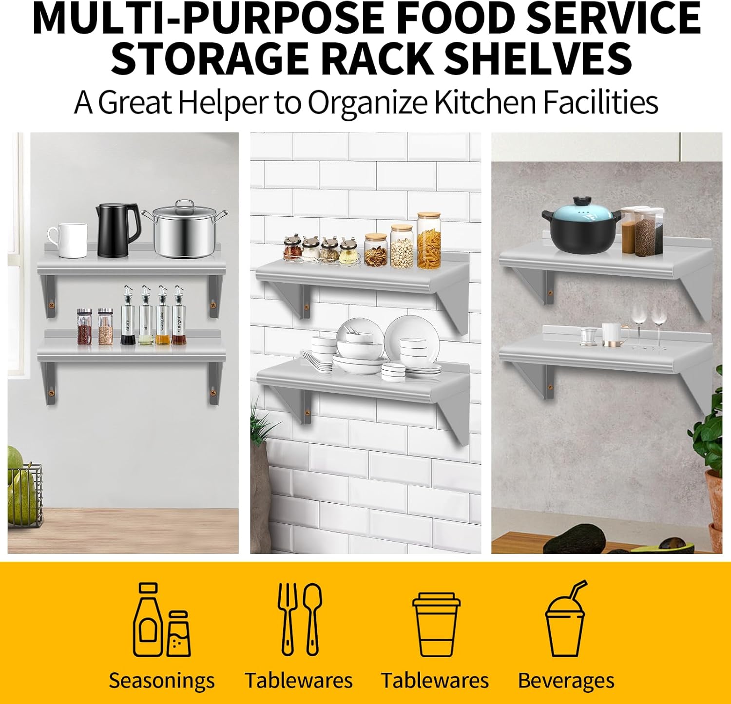 Stainless Steel Wall Mounted Shelves 2PACKS