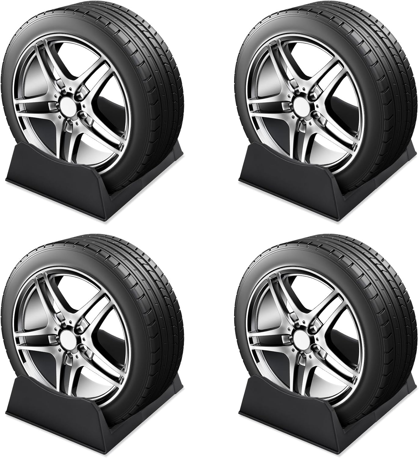4 Pcs Car Tire Display Stand Adjustable Width Rim Holder Black