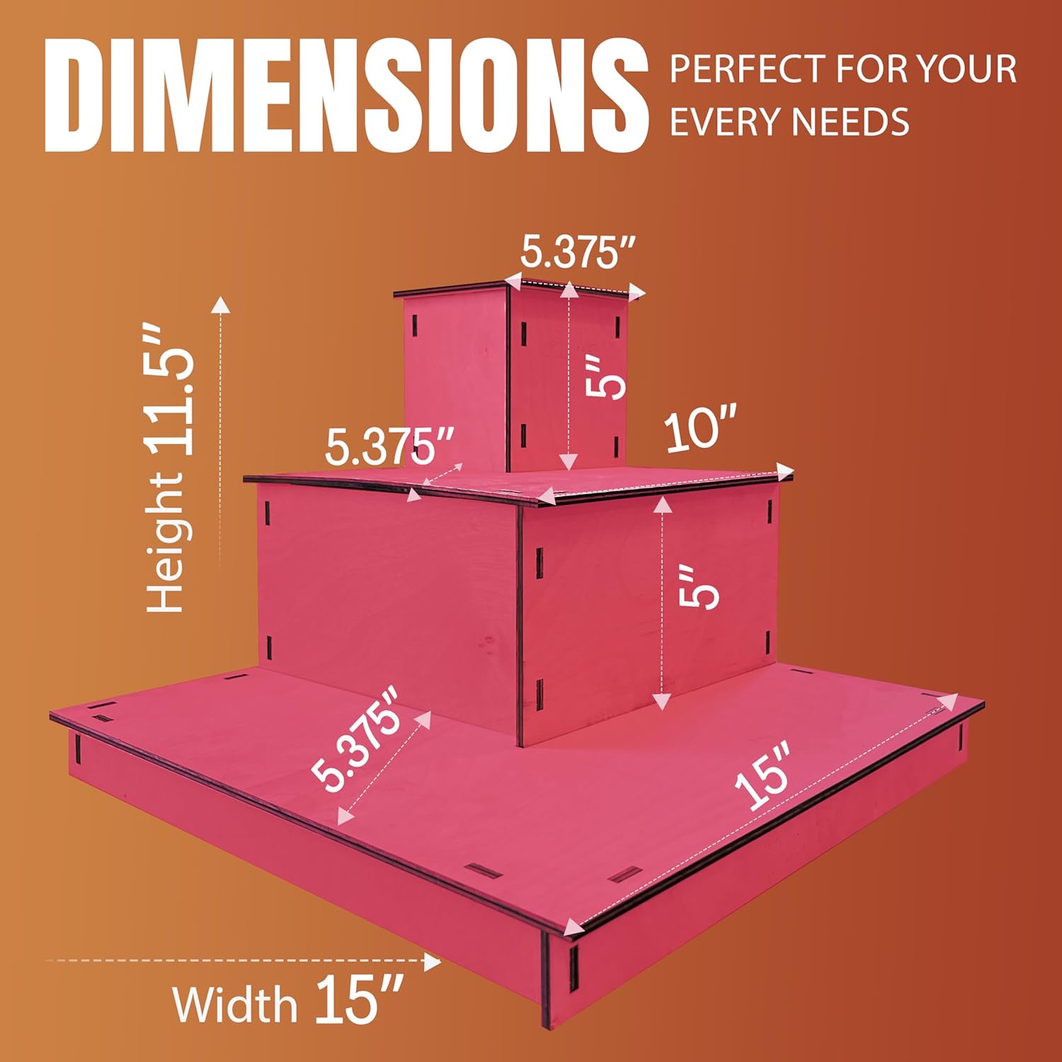 Torched Displays 3-Tier Wooden Display Stand Pink Corner