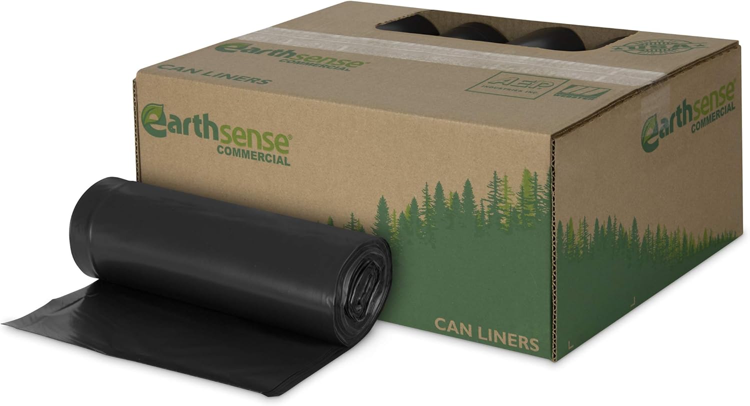 Earthsense Commercial RNW5815 Can Liner 38x58 Black Pack of 100