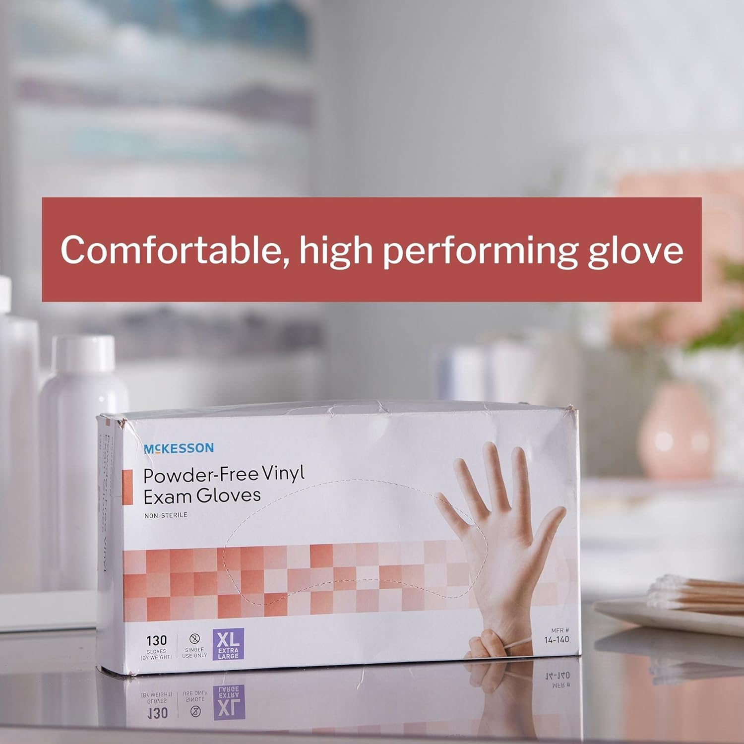 McKesson Vinyl Exam Gloves XL 130 Count 1 Box