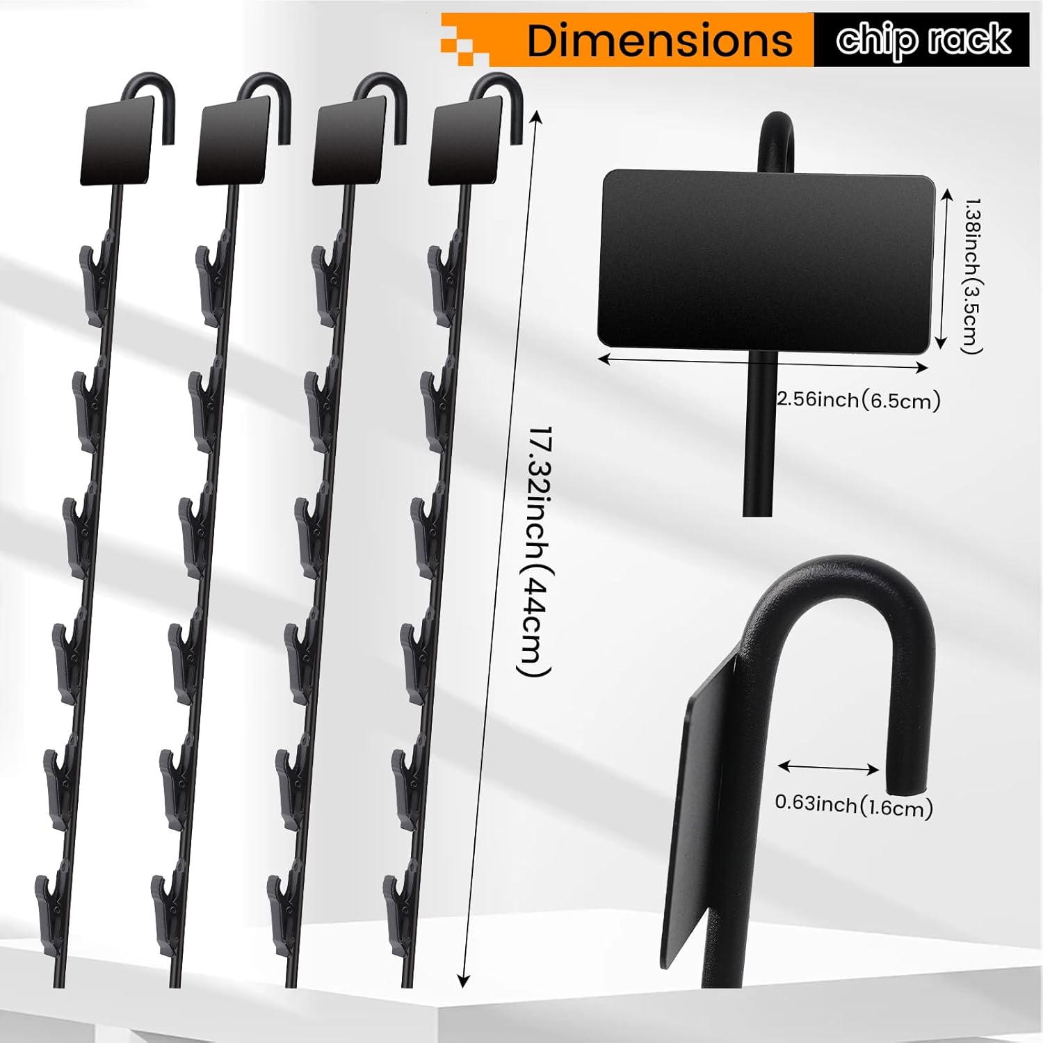 Chip Display Rack with 6 Clips 173 Inches Metal Stand 4Pcs