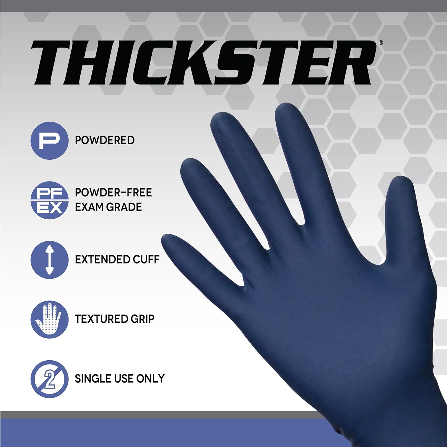 SAS Thickster Powdered Latex Gloves 14 Mil Large Blue Box of 50