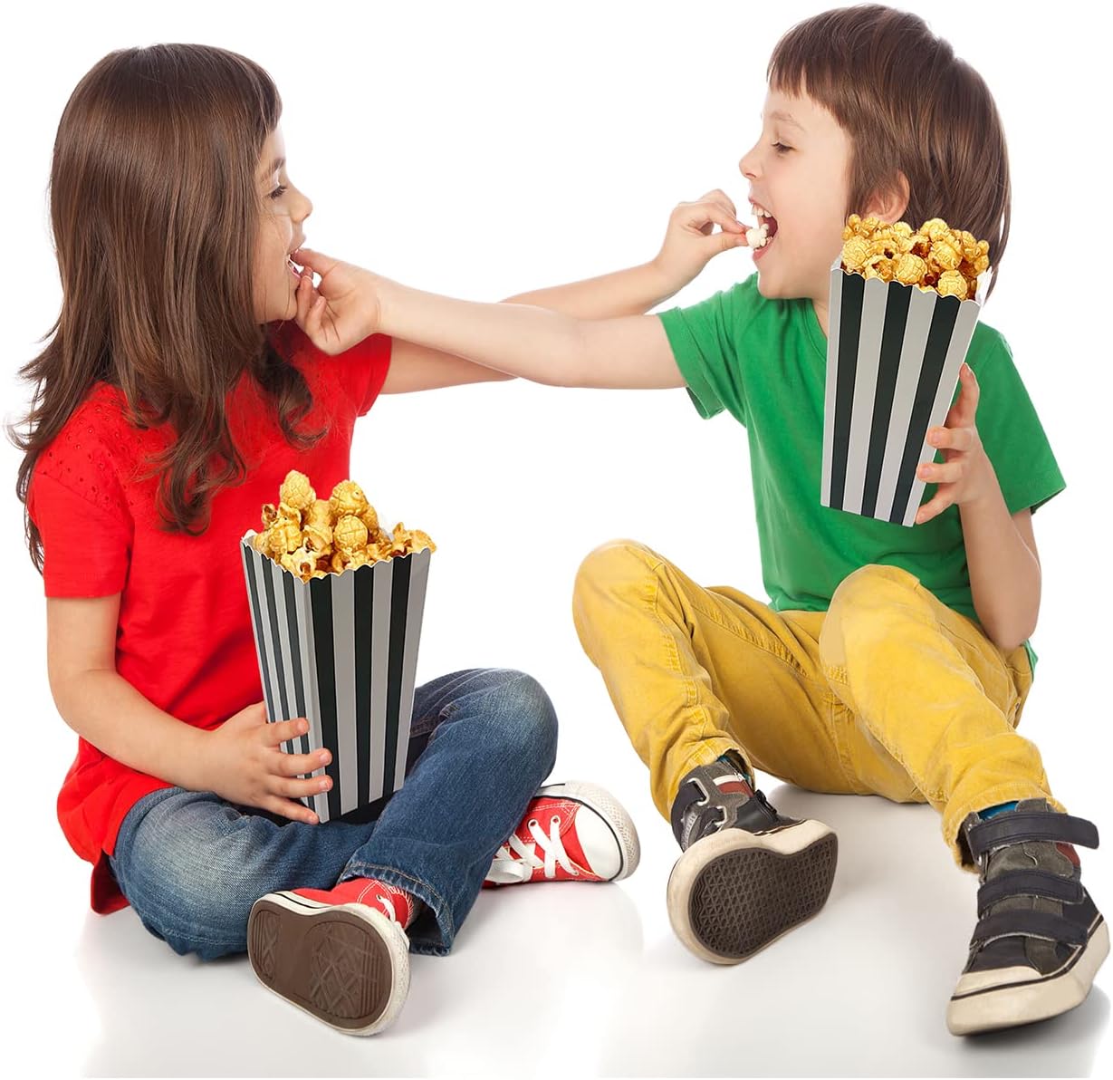 36 Pcs Popcorn Boxes with White and Black Stripes