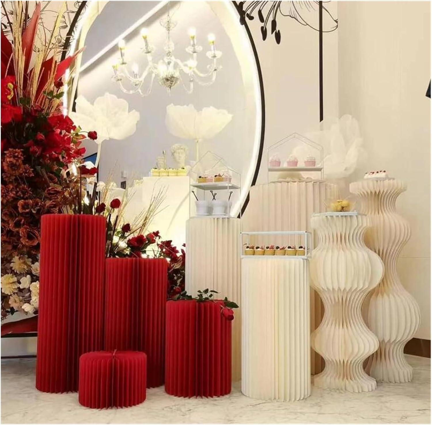 Wutaihill Cylinder Pedestal Stand Foldable Display Riser 40x60cm