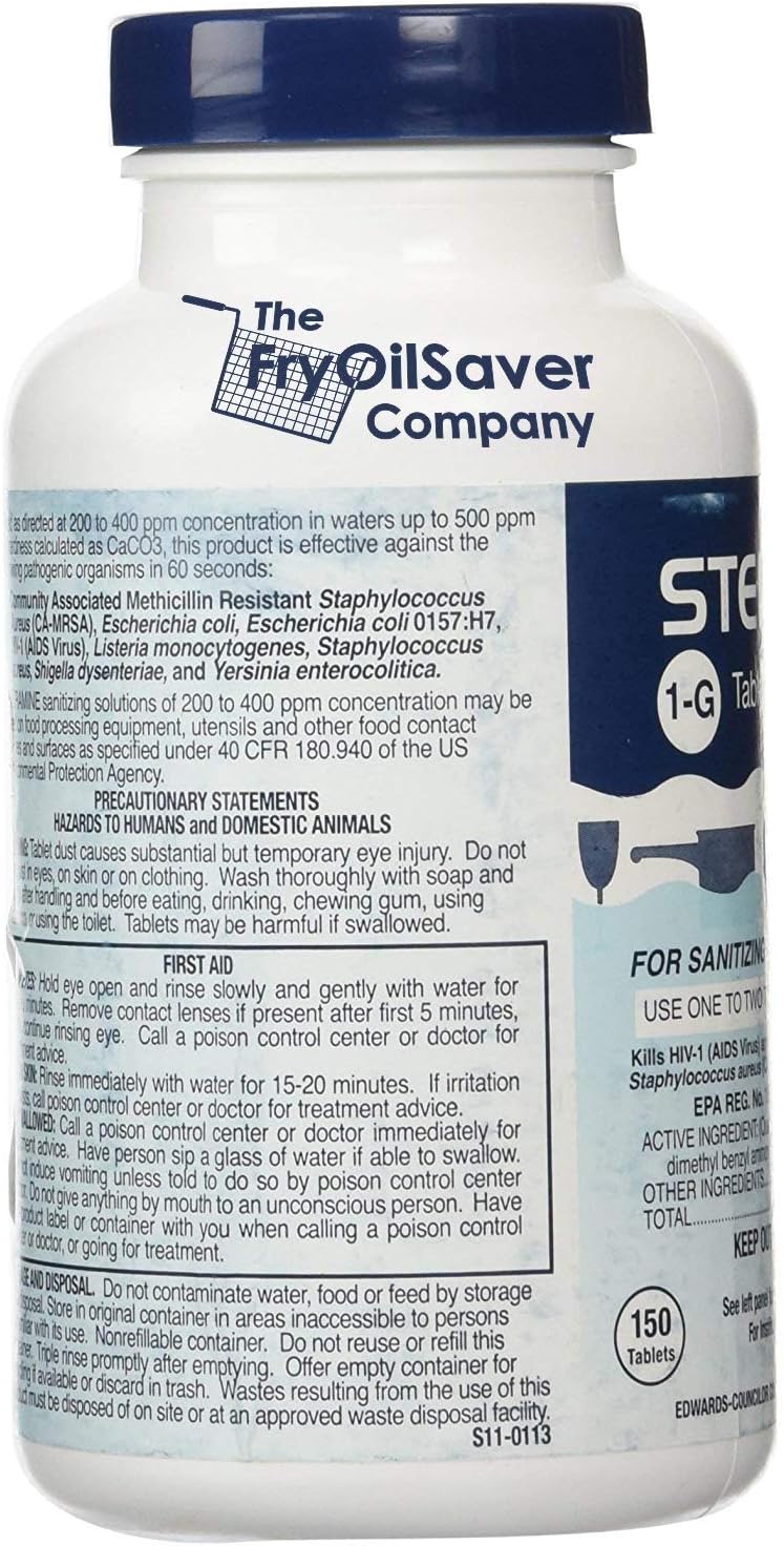 2 Bottles Steramine Sanitizer Tablets with QT-10 Test Strips