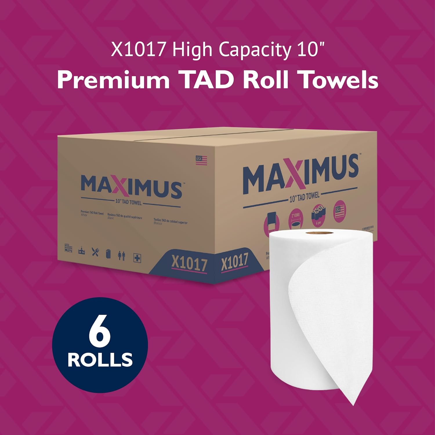 Maximus X1017 Premium 10 Inch Roll Paper Towels 6 Per Case