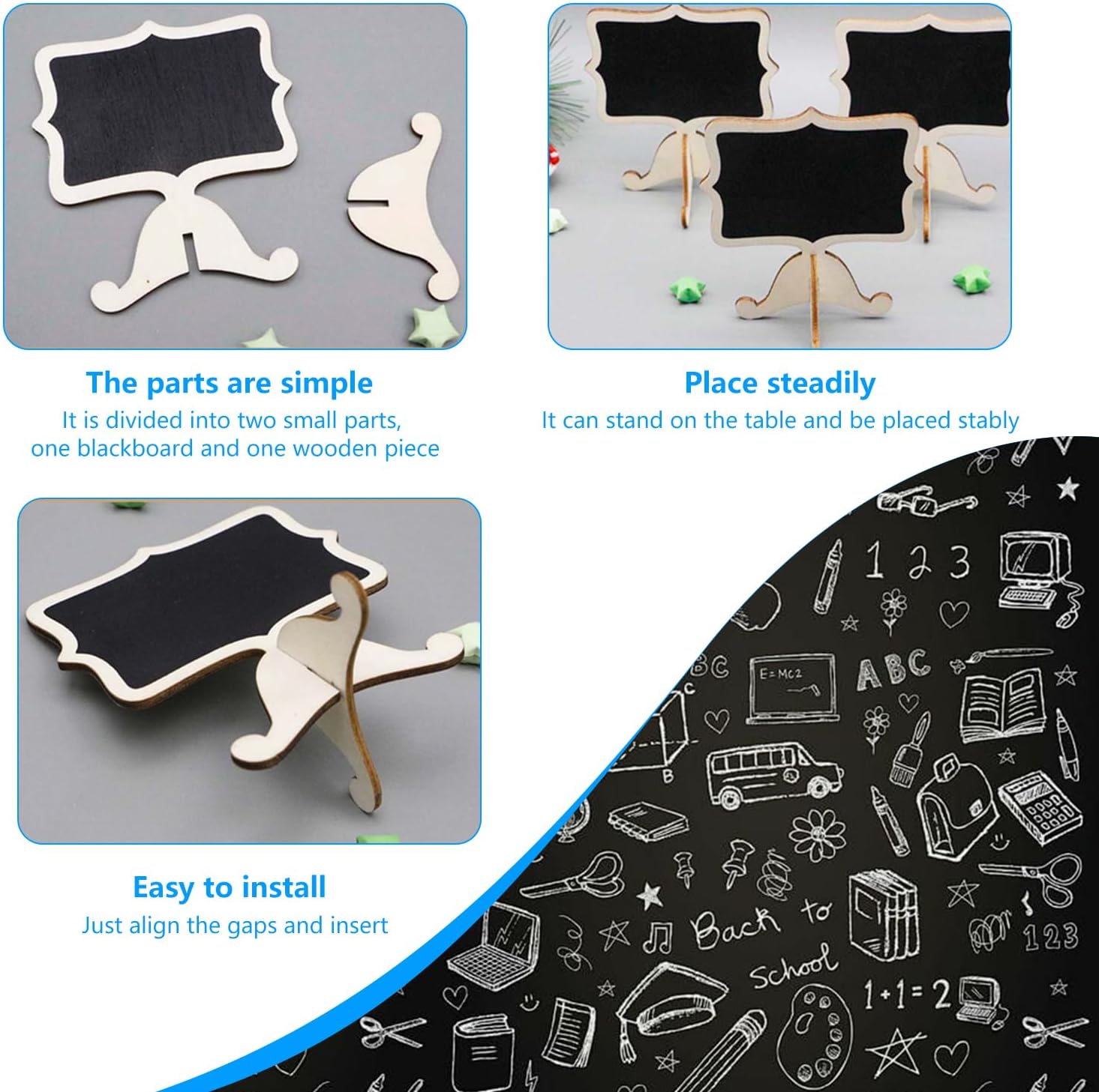 20 Piece Mini Chalkboard Set with Wooden Brackets