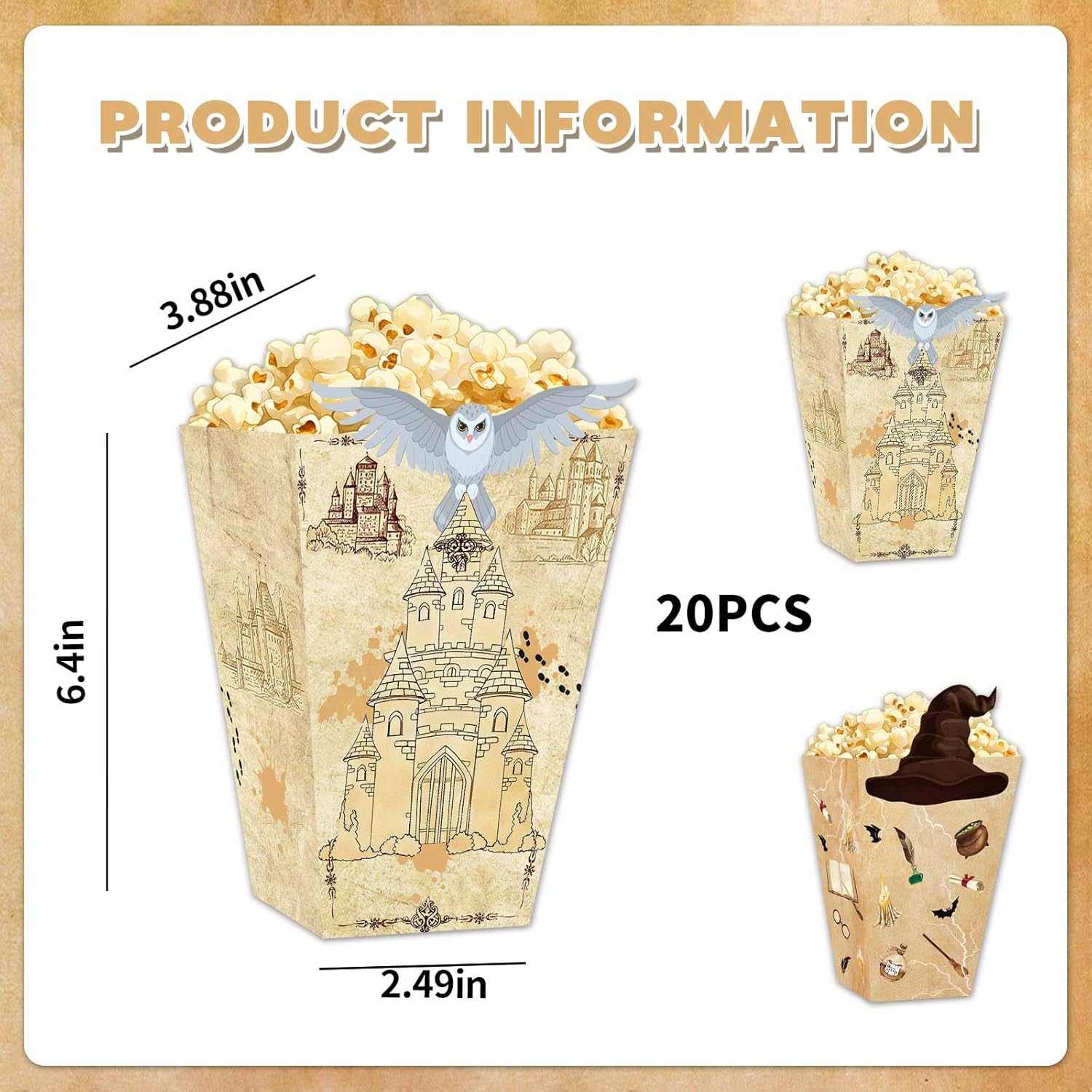 Zliisang Magic Party Popcorn Boxes 20pc Birthday Treat Containers