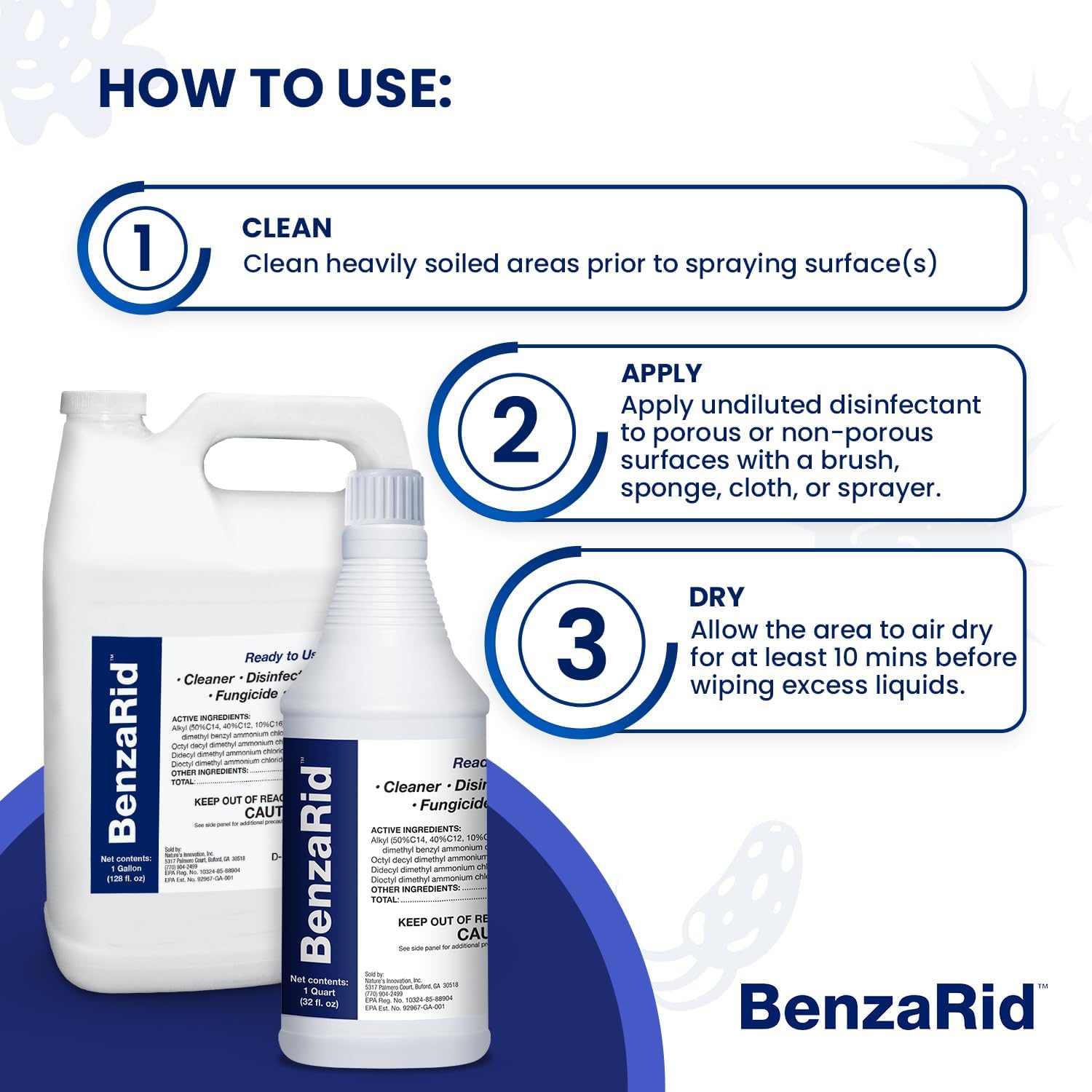 BenzaRid Mold Killer Fungicide Black Mold H5N1 4 Gallon Set