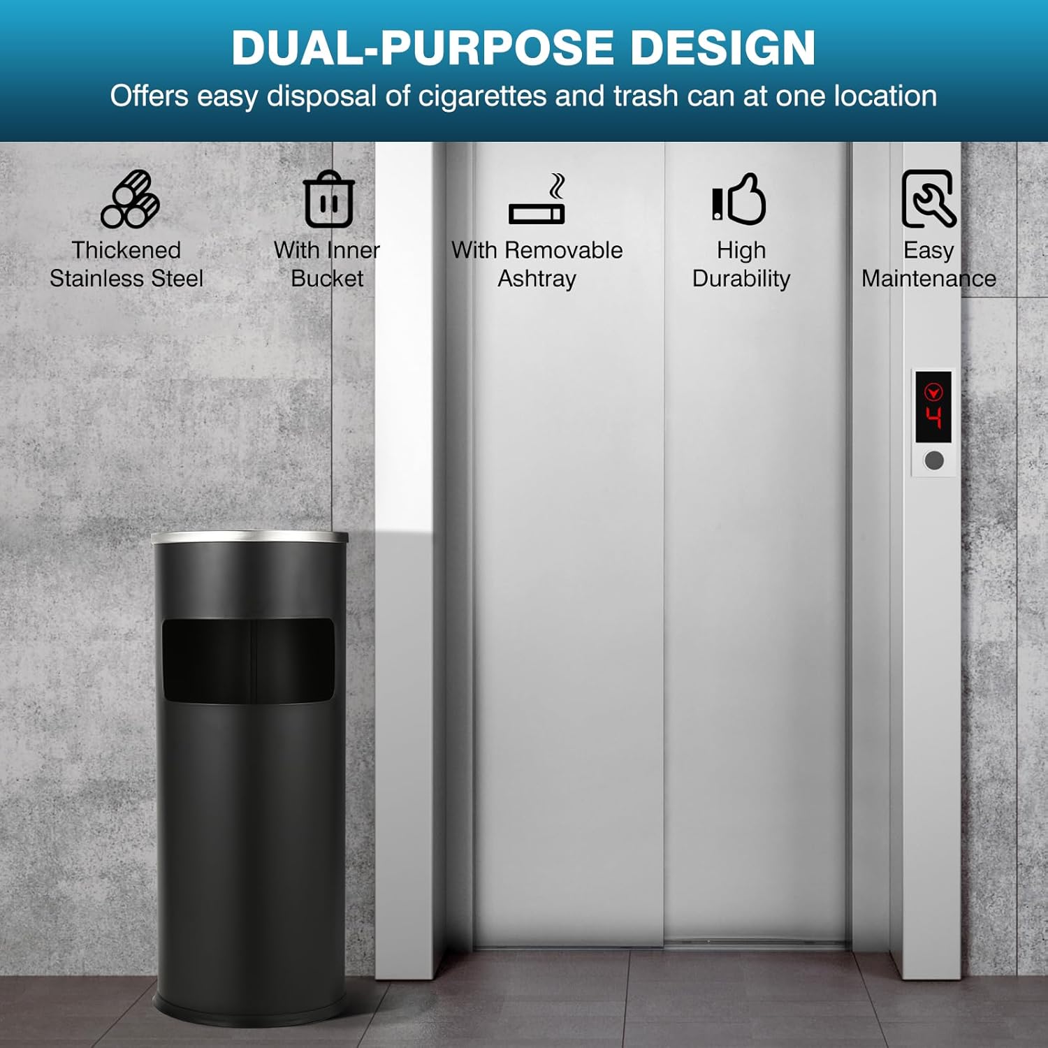 IRONWALLS Outdoor Indoor Trash Can with Lid
