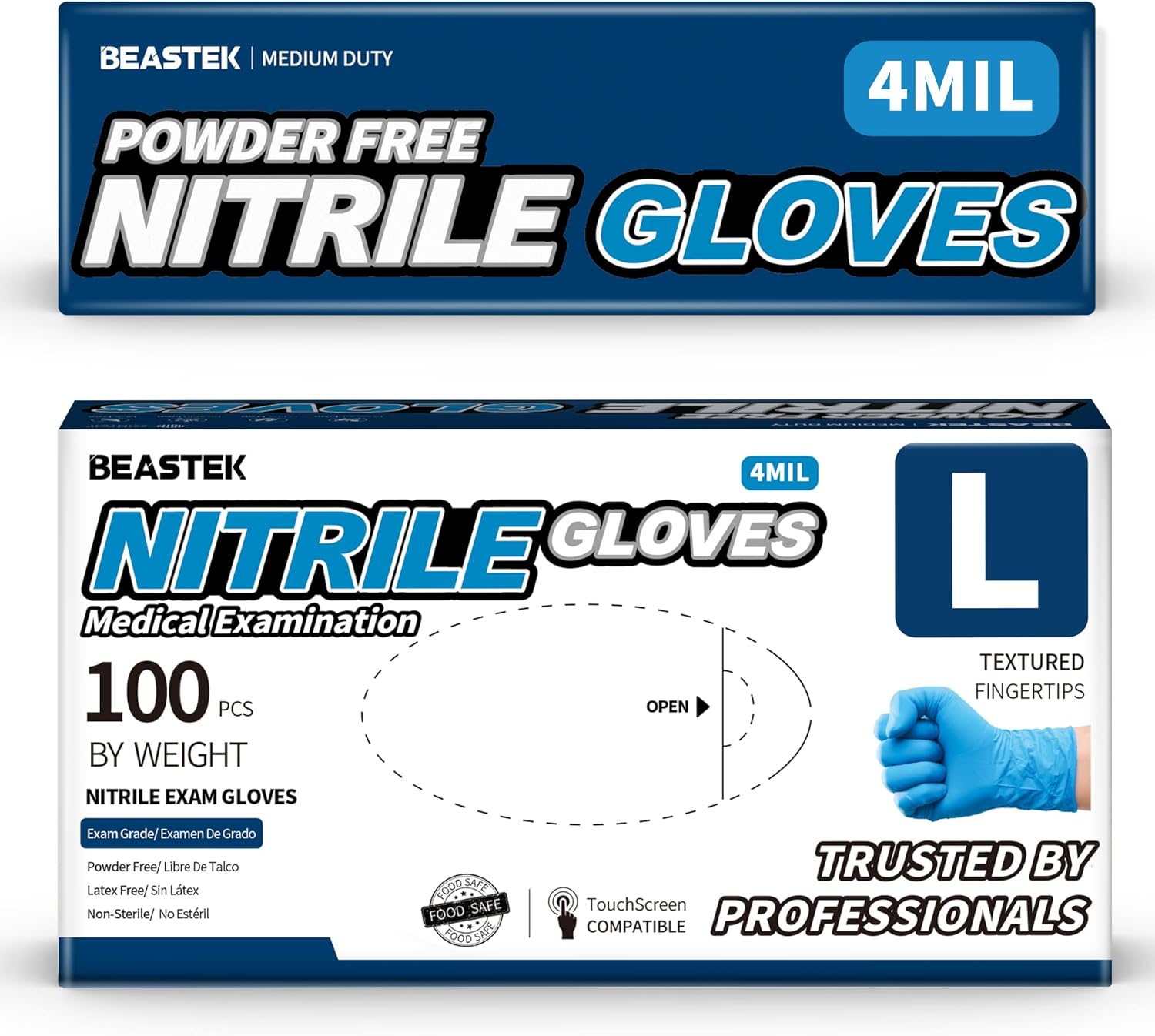 Beastek Blue Nitrile Exam Gloves 100 Pcs