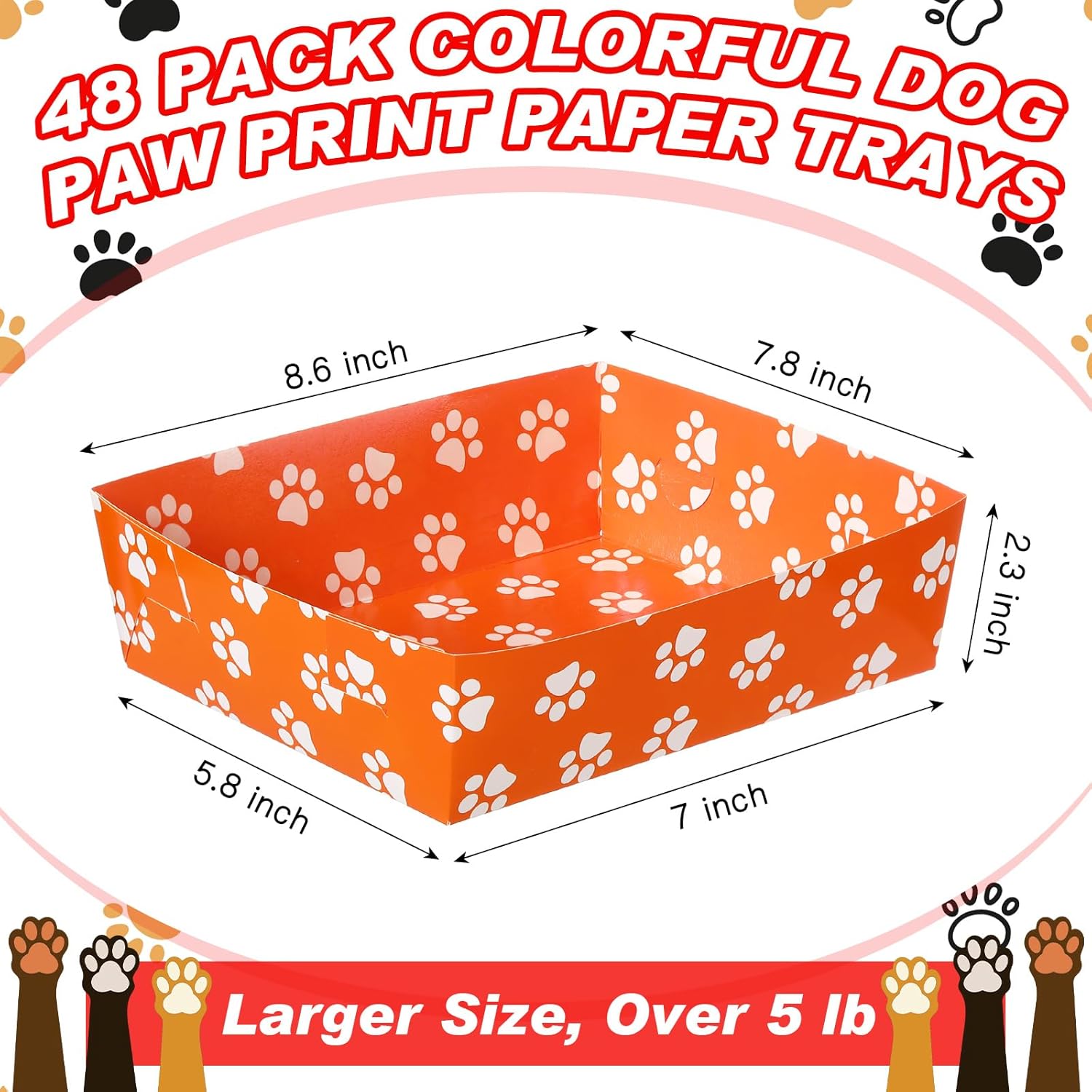 Mifoci 48 Pcs Dog Paw Party Food Trays