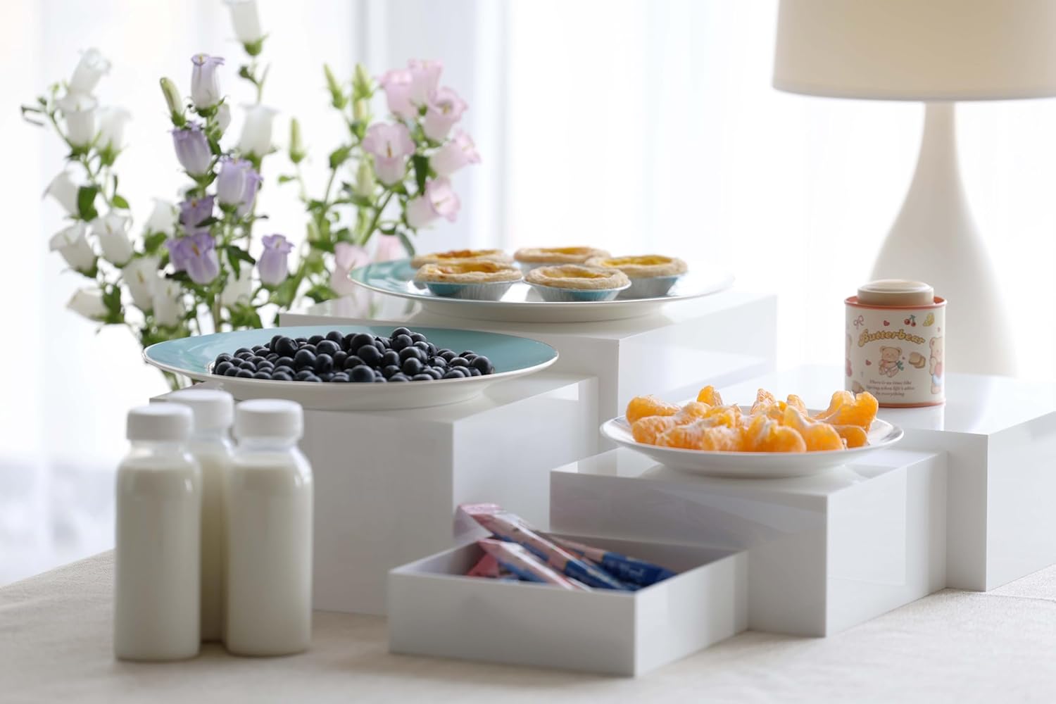 6PCS White Acrylic Cube Buffet Risers Display Set
