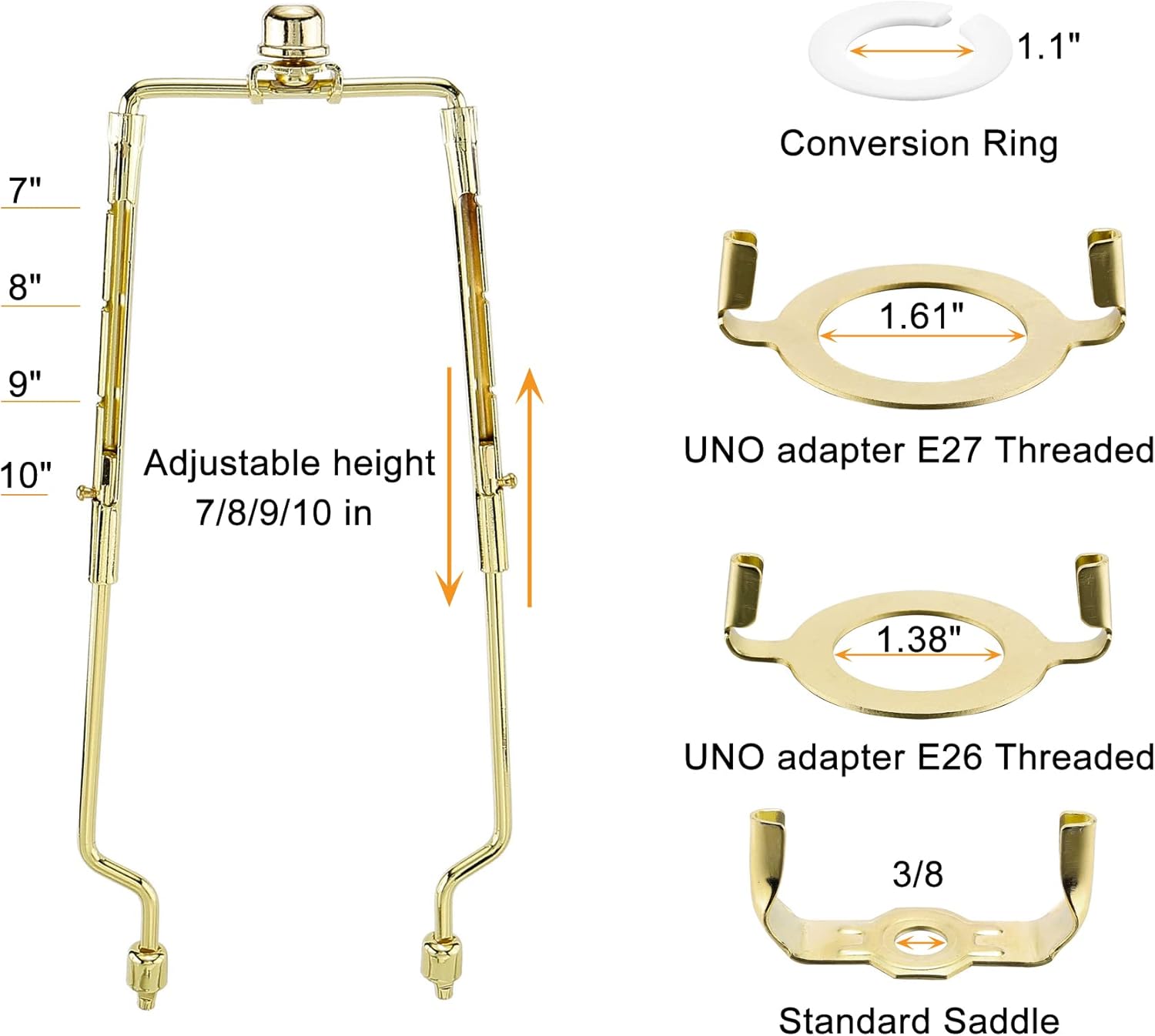 Mornajina Adjustable Lamp Harp Holder Set Gold