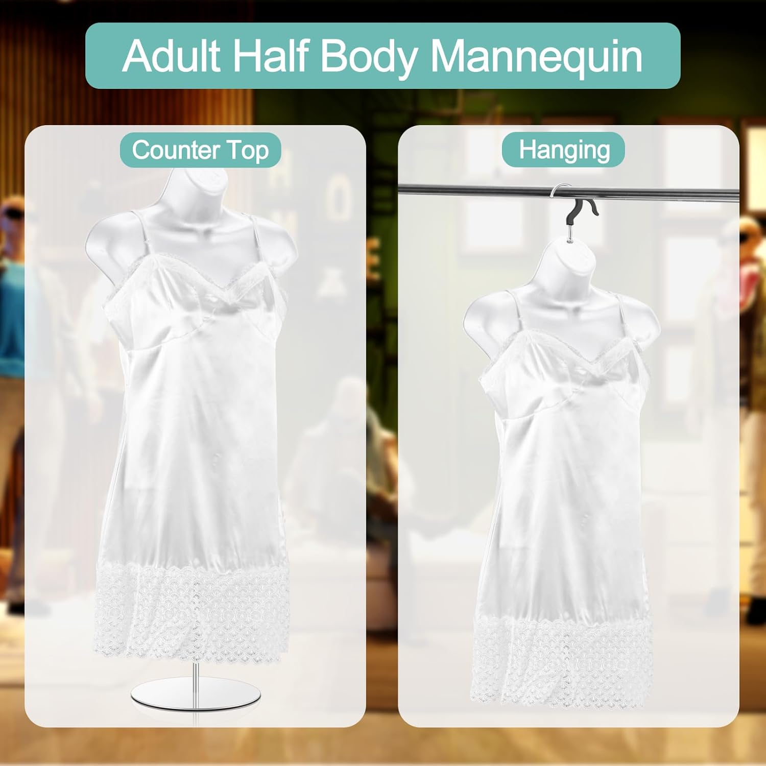 Geetery 2 Piece Female Mannequin Torso with Stand and Hanging Hook