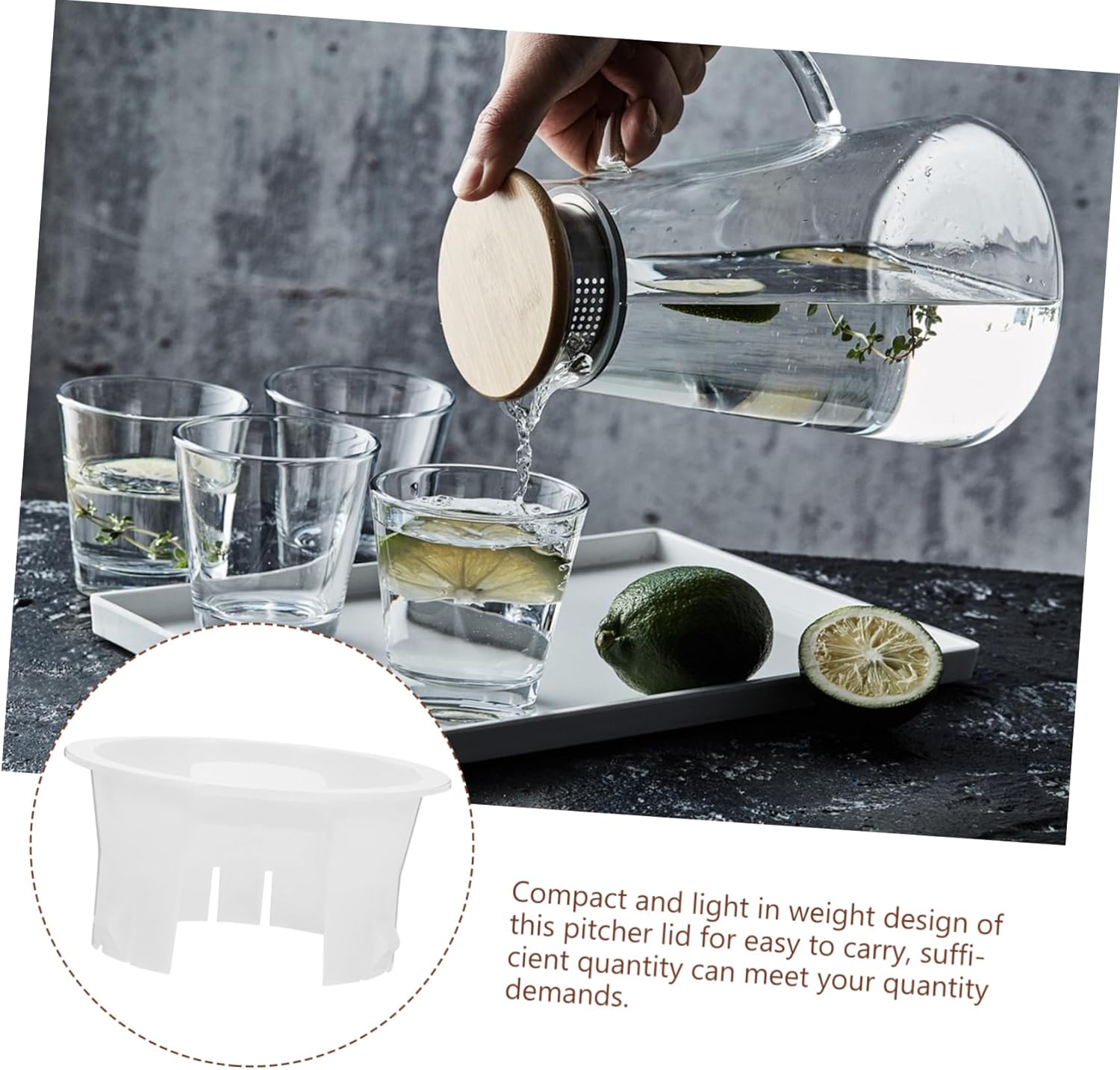 2pcs White Plastic Pitcher Lids Replacement Covers for Beverage Jugs