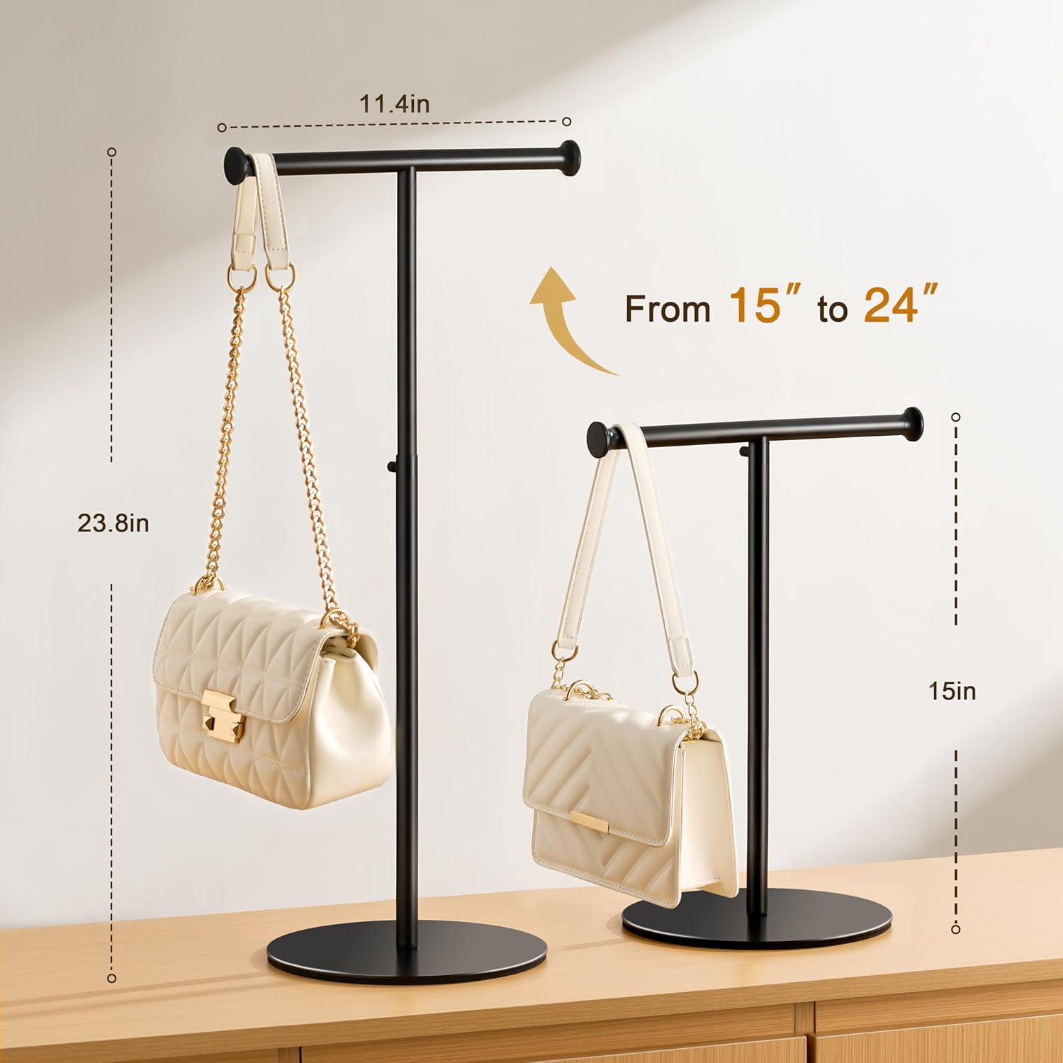 niffgaff 2 Pack T Bar Purse Display Stand Black
