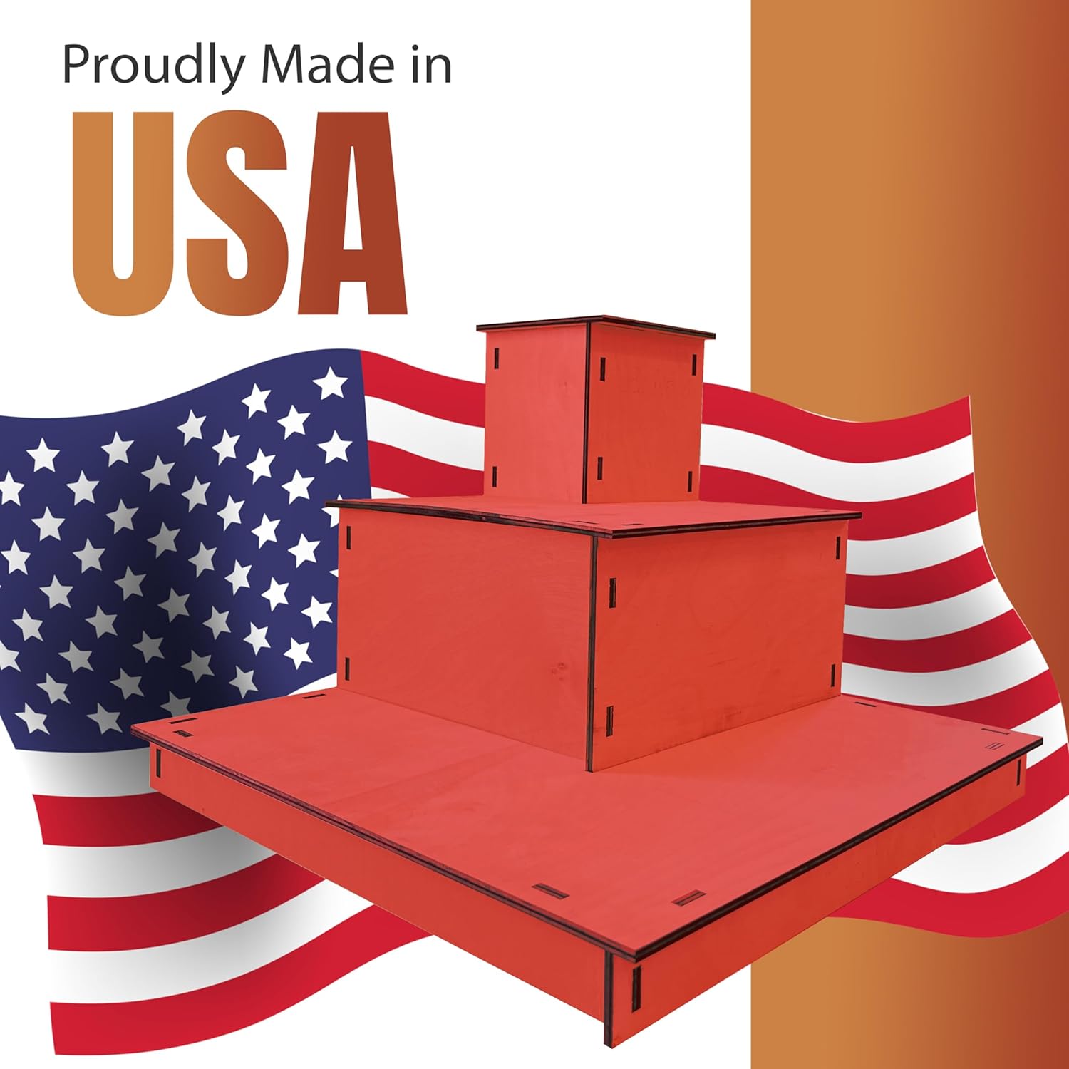 3-Tier Wooden Display Stand Portable Customizable