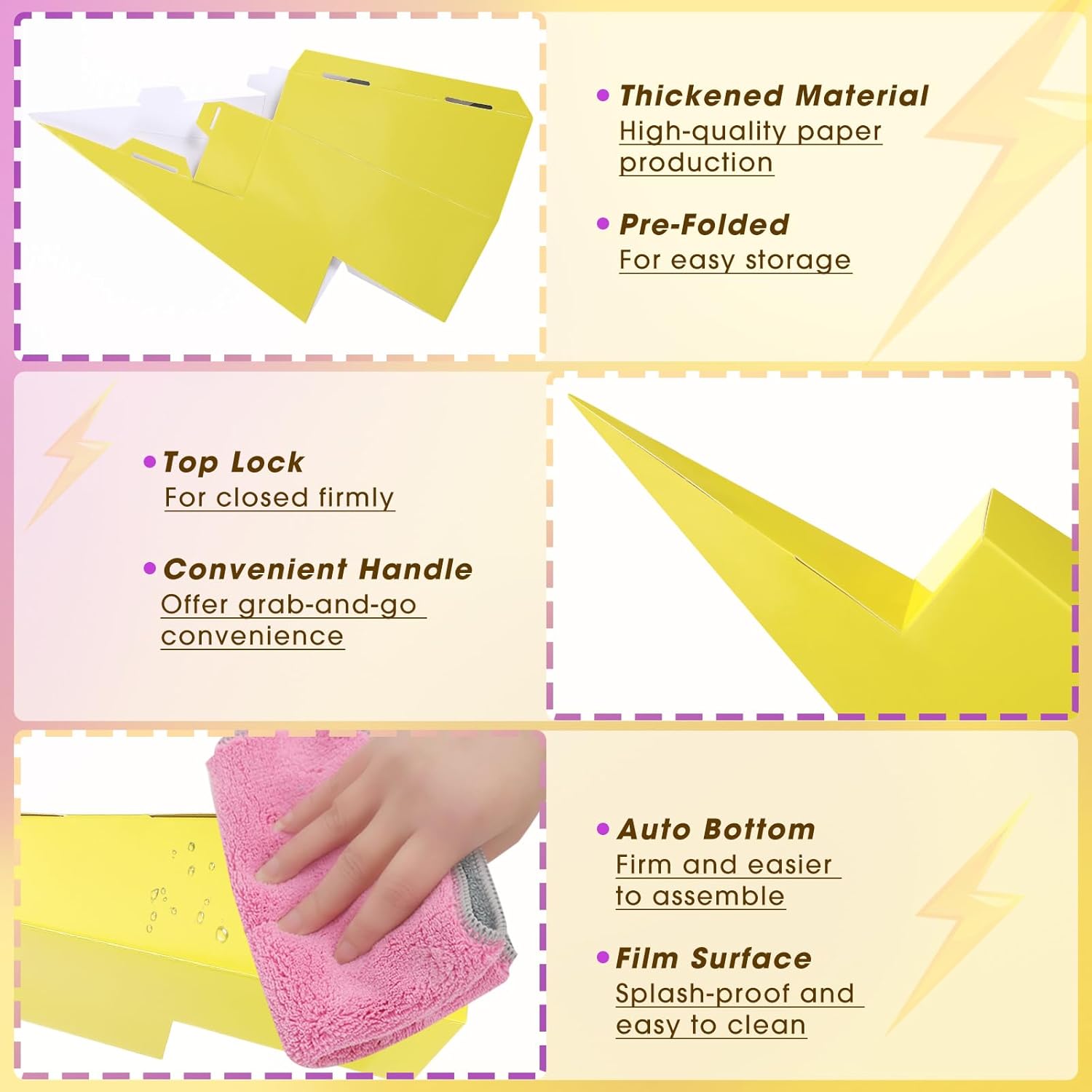 10 Pcs Yellow Lightning Bolt Candy Boxes for Parties