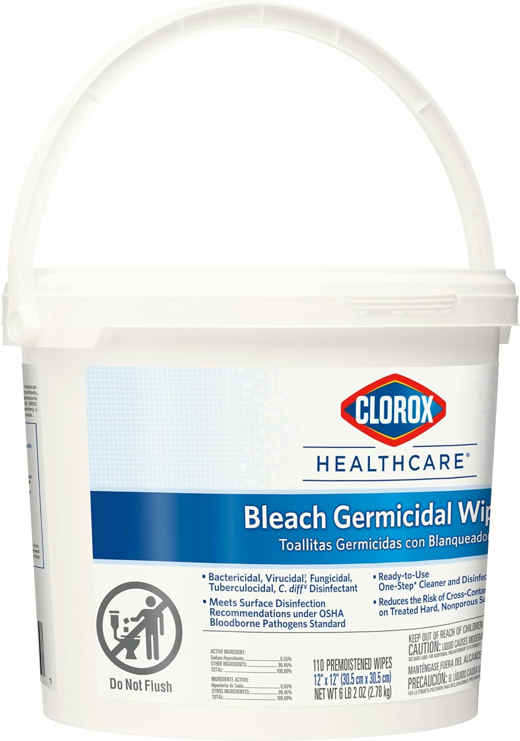 Clorox Healthcare Bleach Germicidal Wipes 110 Count Bucket