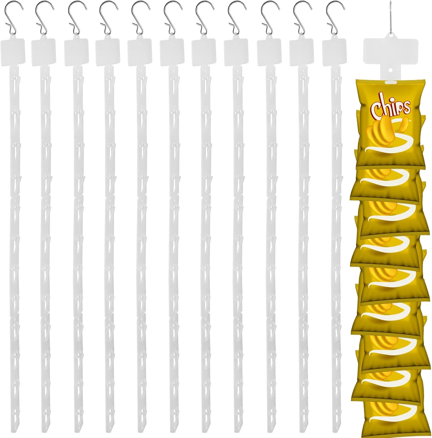 12 Pack Station Hanging Merchandise Strips with S Hooks