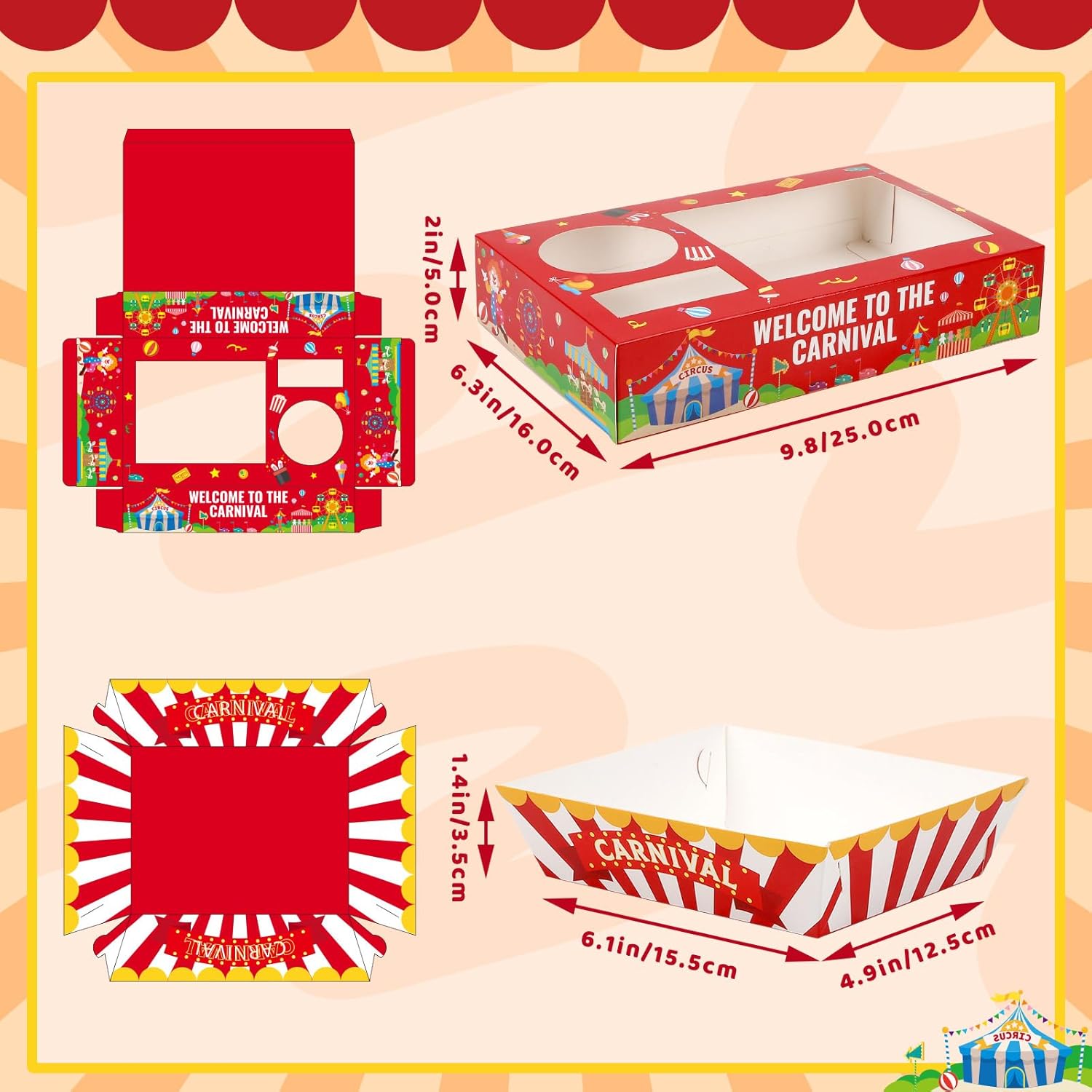 Jansun 36Pcs Carnival Movie Night Snack Trays