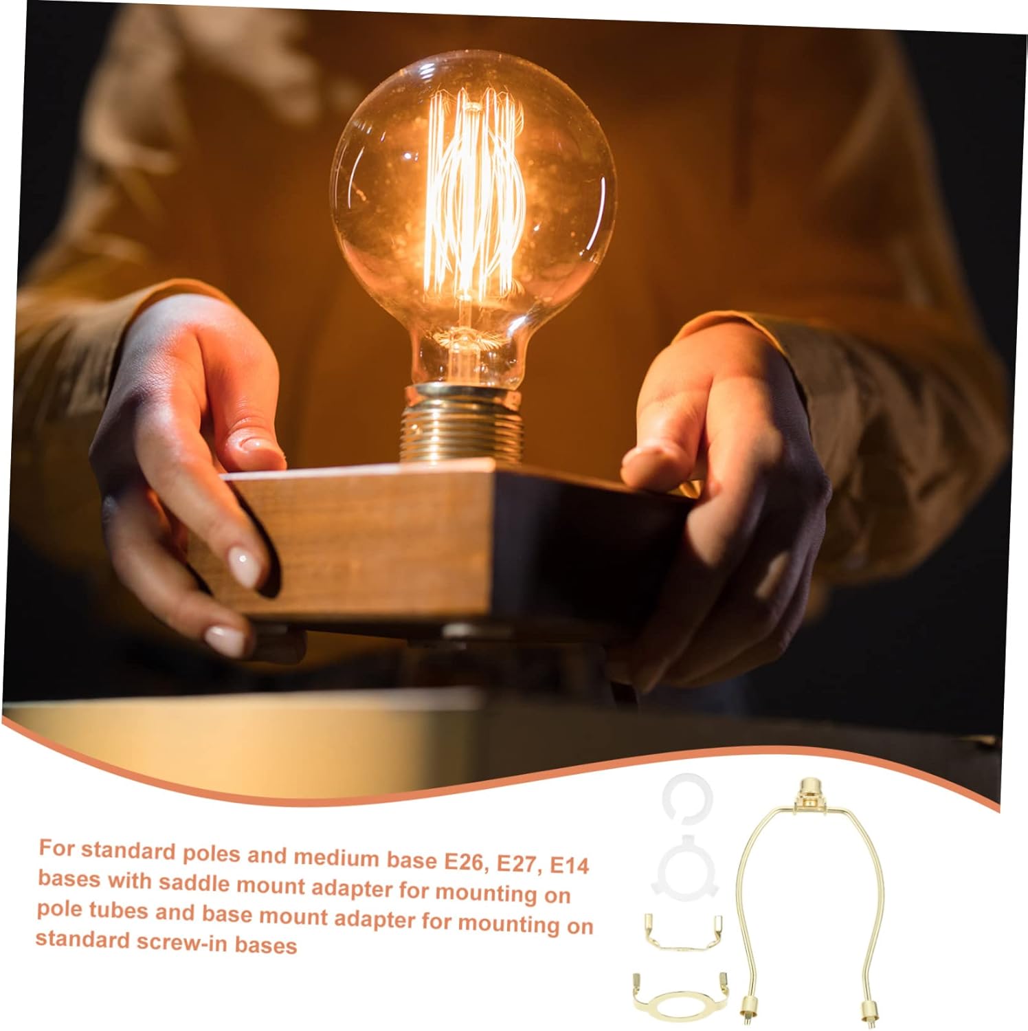 Jojofuny 2sets Heavy Duty Lamp Harp Adapter for Standard Bases and Sturdy Construction