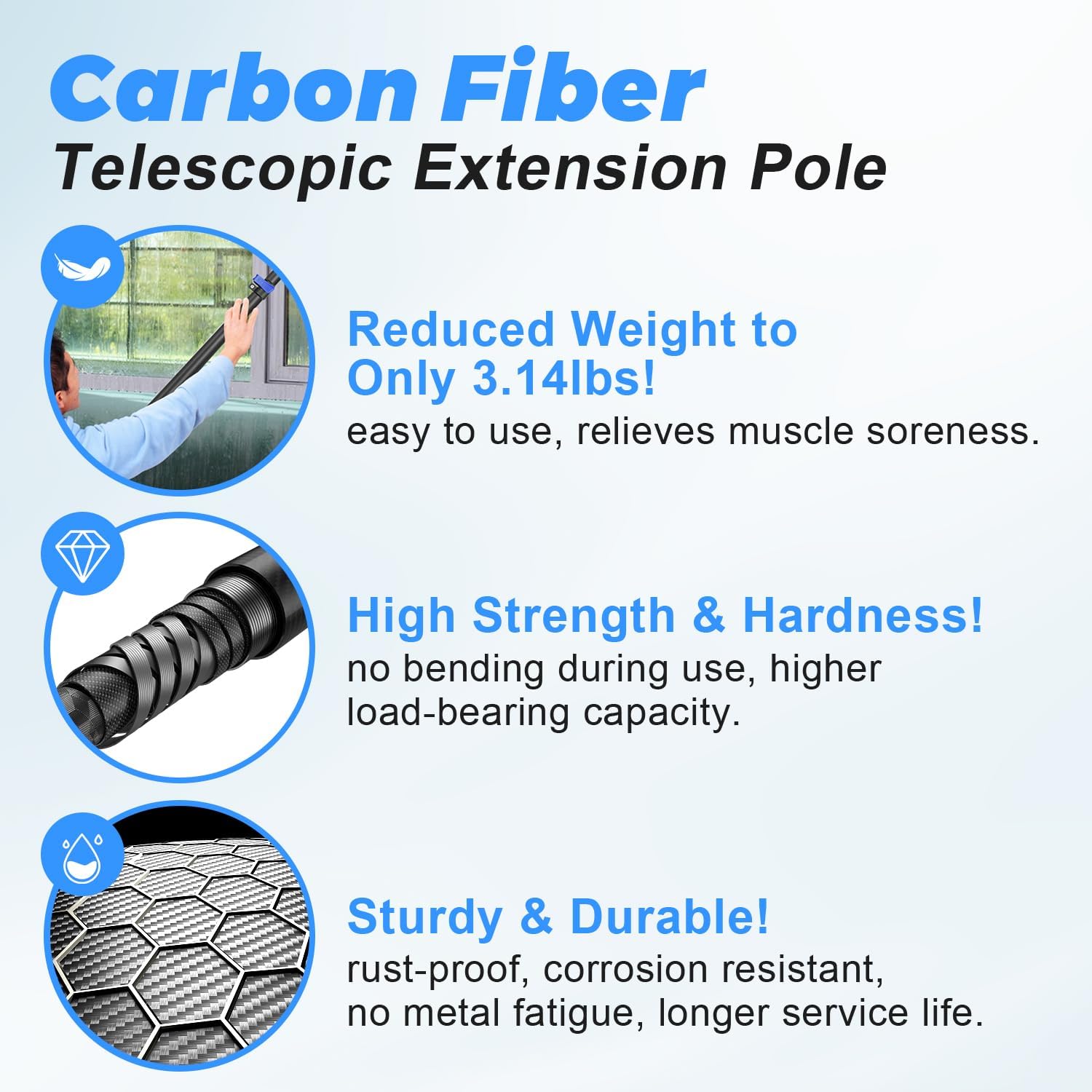 DOBEN 47-24FT Carbon Fiber Telescopic Pole with Car Wash Brush Head