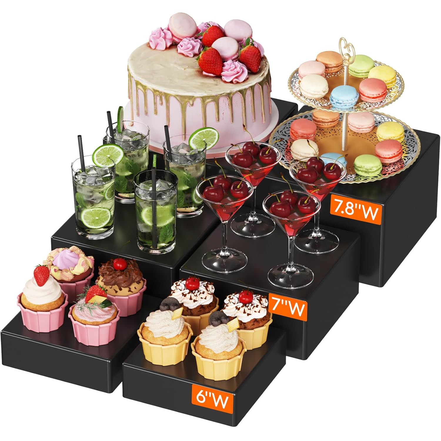 Lifewit 6 7 78 Buffet Risers Set of 3 Black