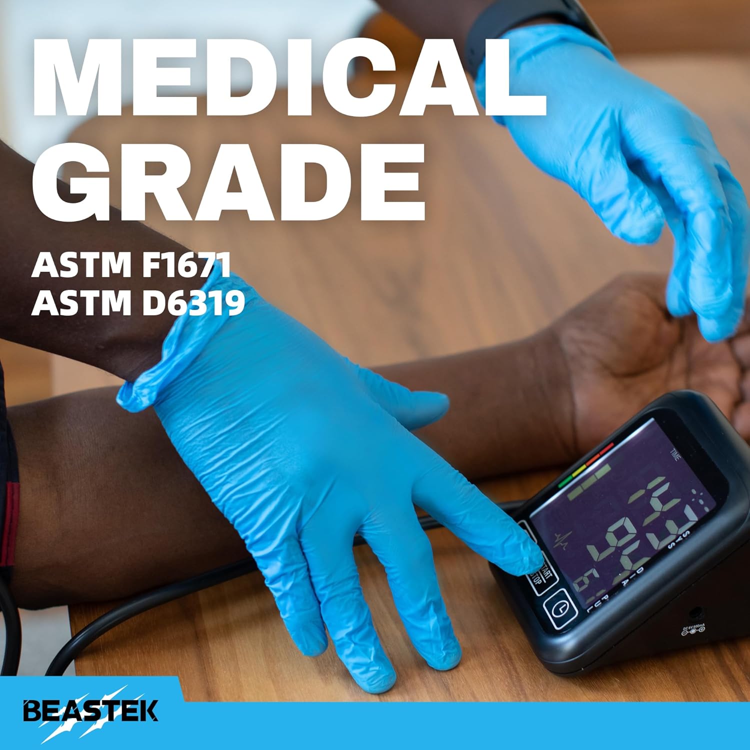 Beastek Blue Nitrile Exam Gloves 100 Pcs