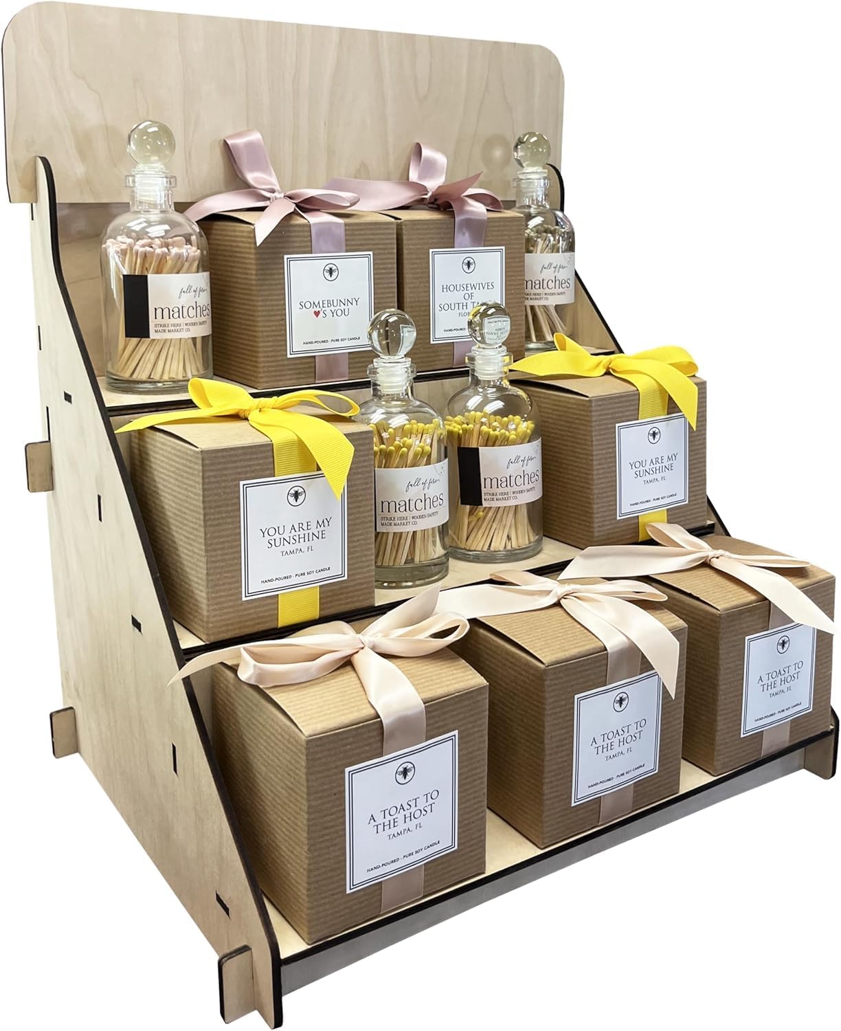 Wooden Retail Table Display Stand 3 Step Riser