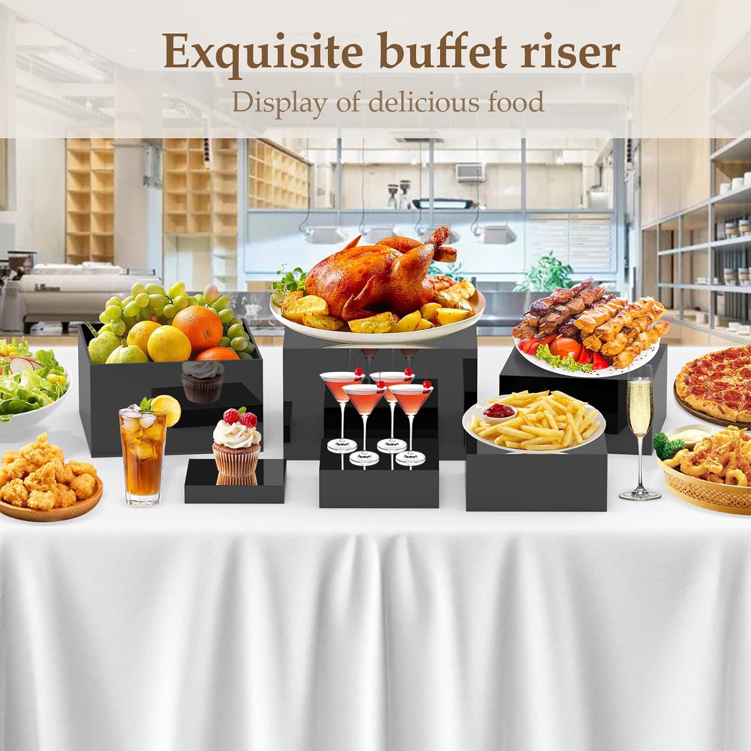 CHONOVO Buffet Risers Set of 6 Acrylic Display Stands