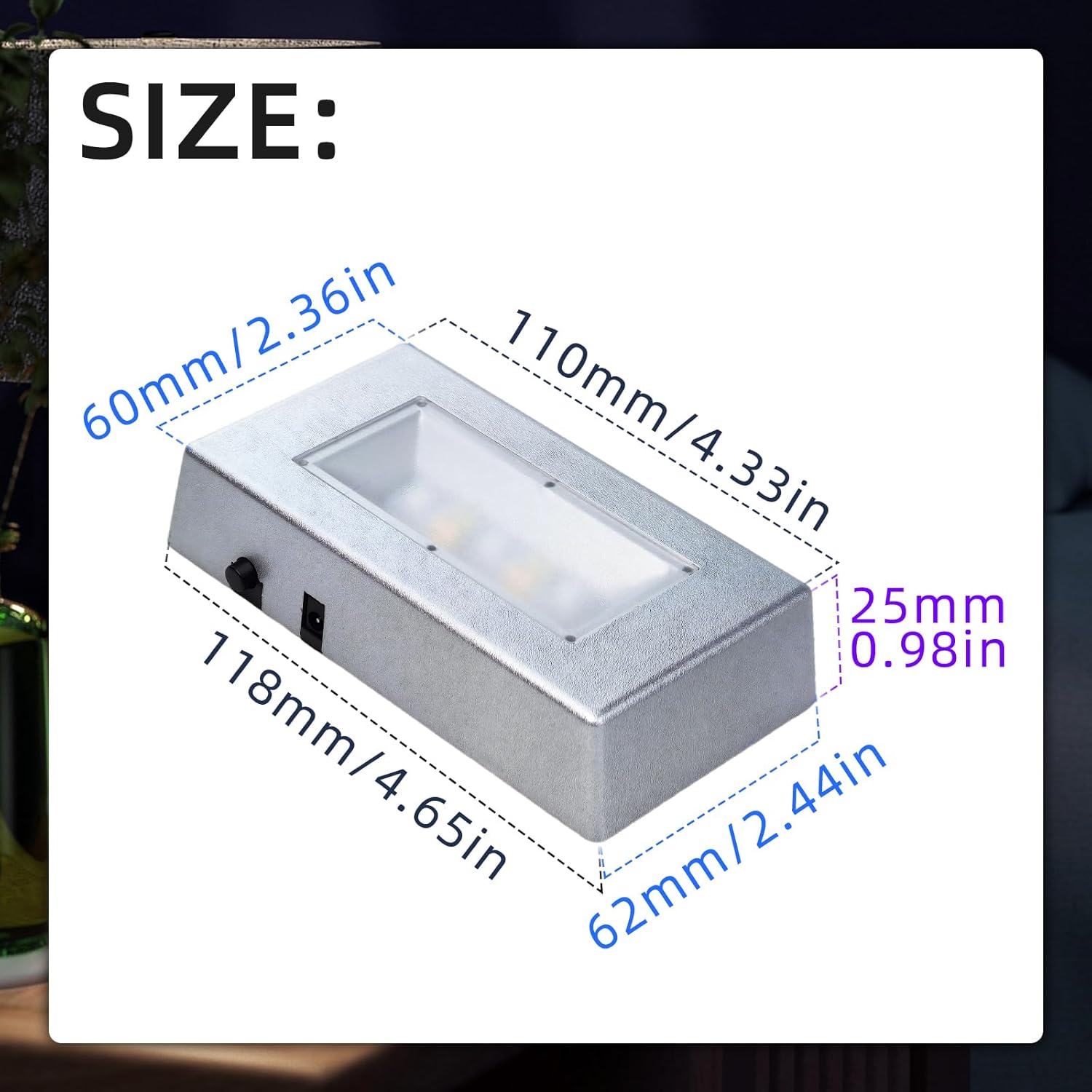 LED Light Base Rectangle Display Stand with 7 Color Modes and USB Cable