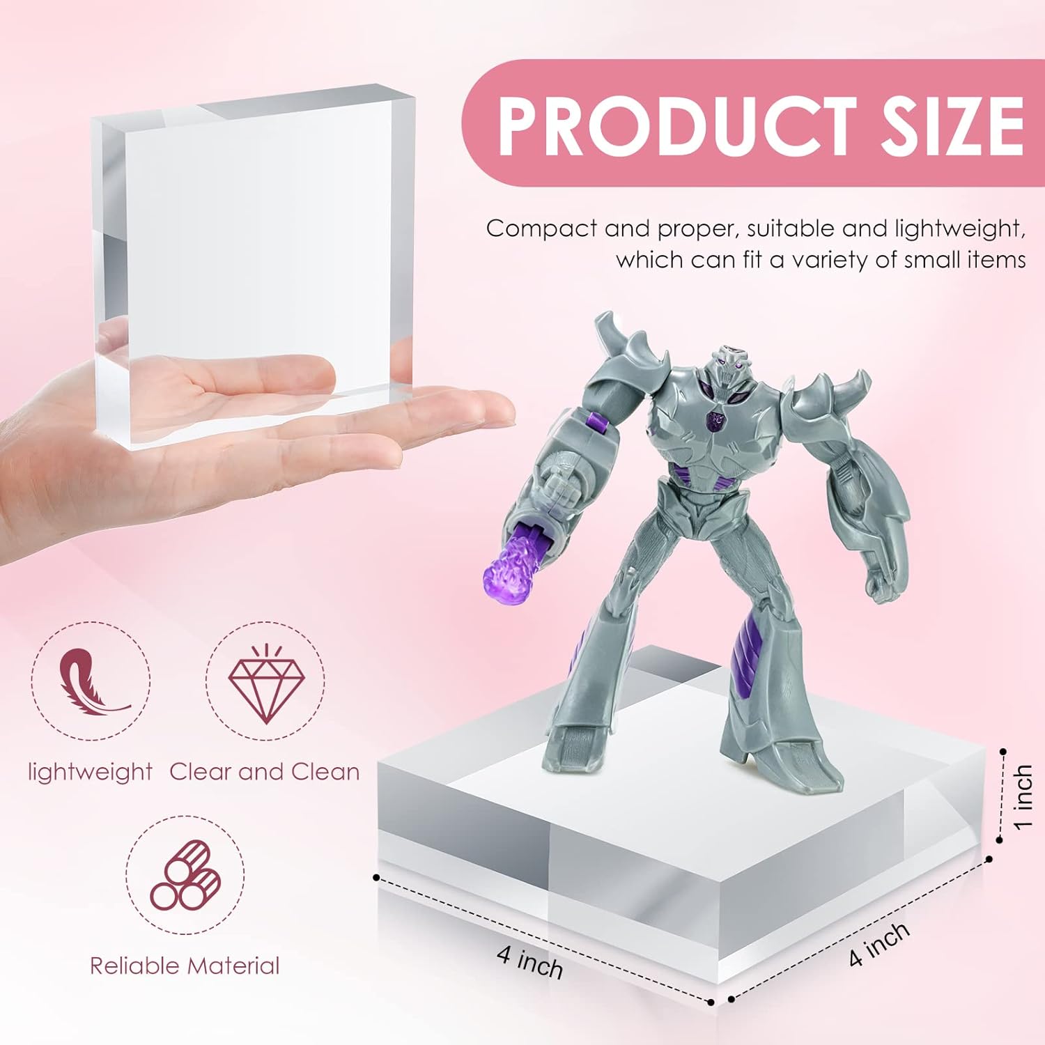 Remerry 8 Piece Clear Acrylic Display Block Stand
