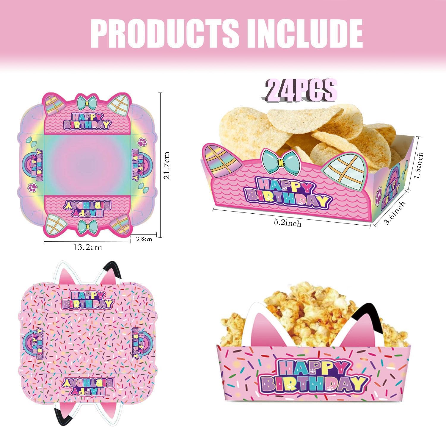 24Pcs Cartoon Paper Food Serving Trays for Birthday Decorations