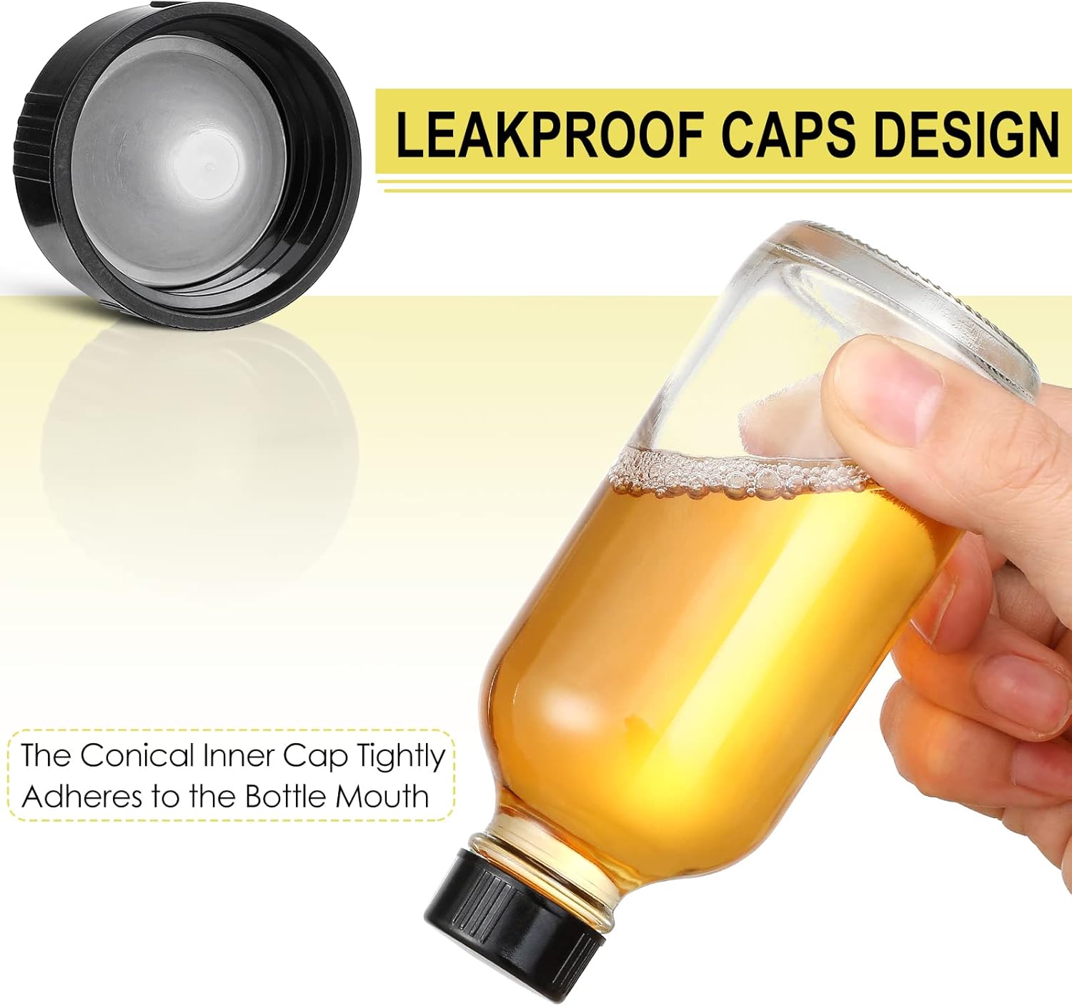 10 Pack 4 oz Clear Glass Bottles with Lids and 3 Funnels - Leakproof Travel and Sample Bottles for Liquids