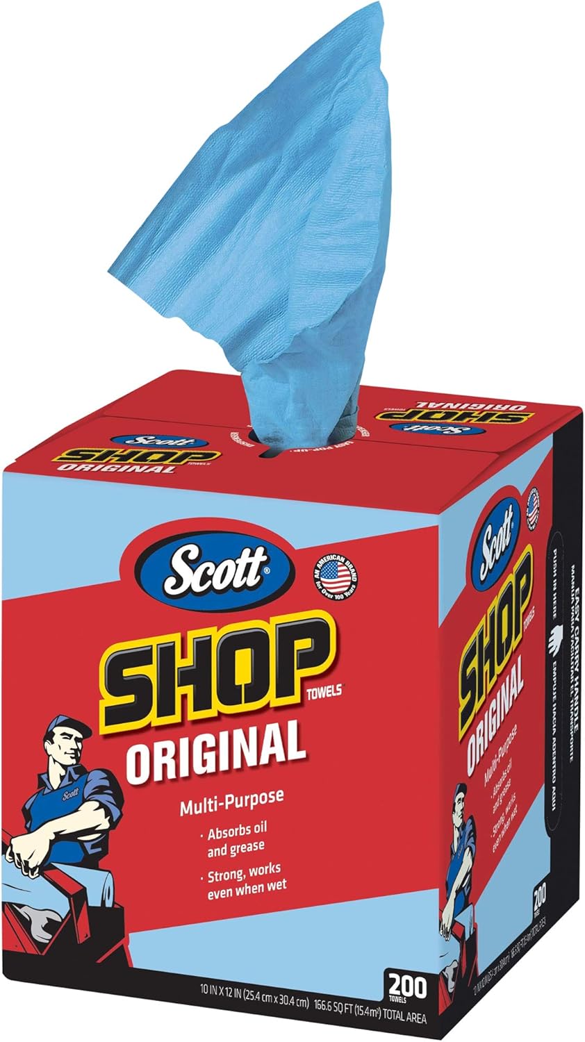 Scott Shop Towels Pop-Up Box 10x12 Blue 200 Per Box Case of 2 Boxes